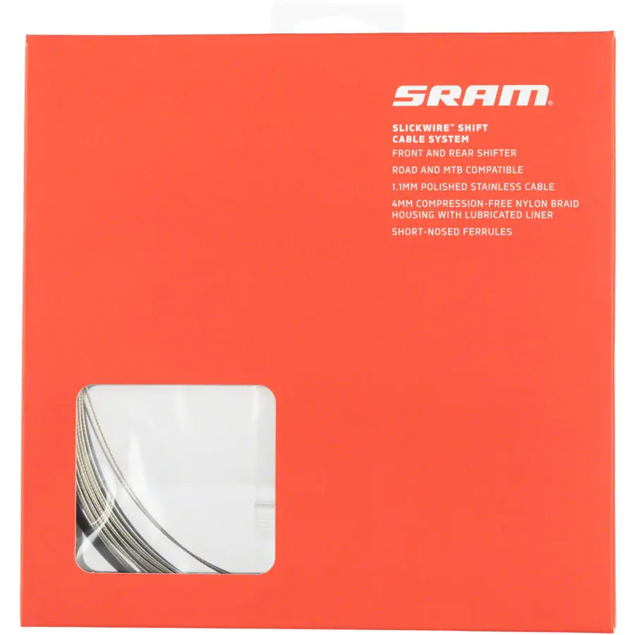 SRAM SRAM, SlickWire Shift Cable and Housing Kit, Road/MTB, 4mm, Nylon Braided, Black