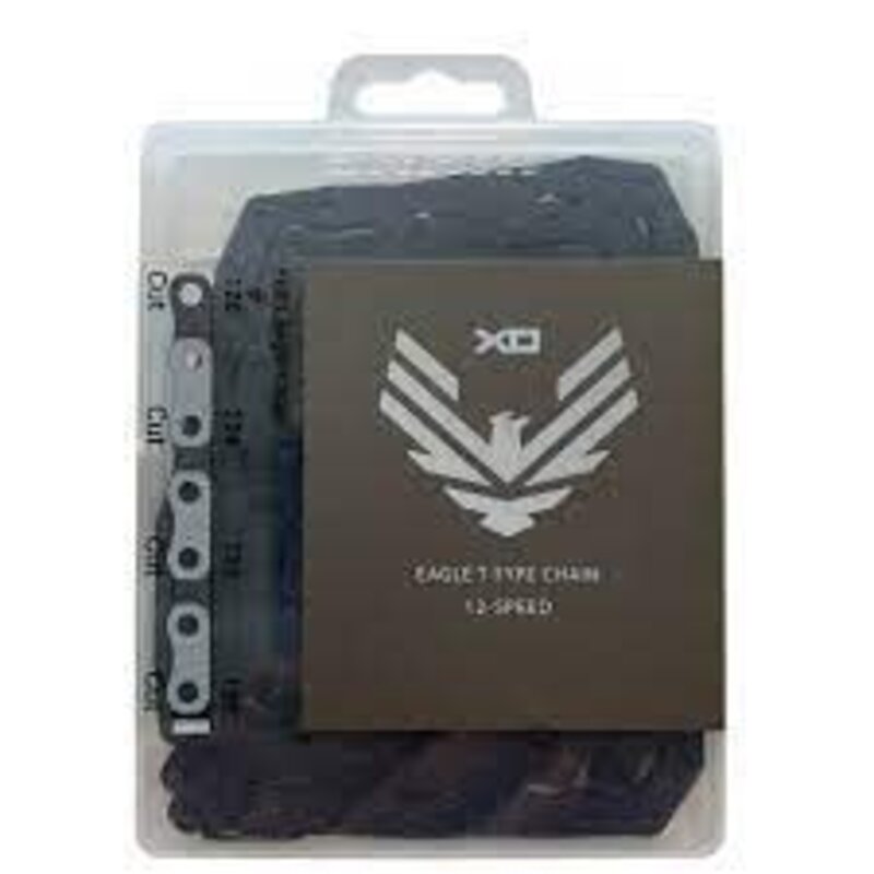 SRAM SRAM, X0 Eagle T-Type Flattop Chain, 12-Speed, 126 Links, Solid Pin, Includes PowerLock Connector, PVD Coated, Dark Polar