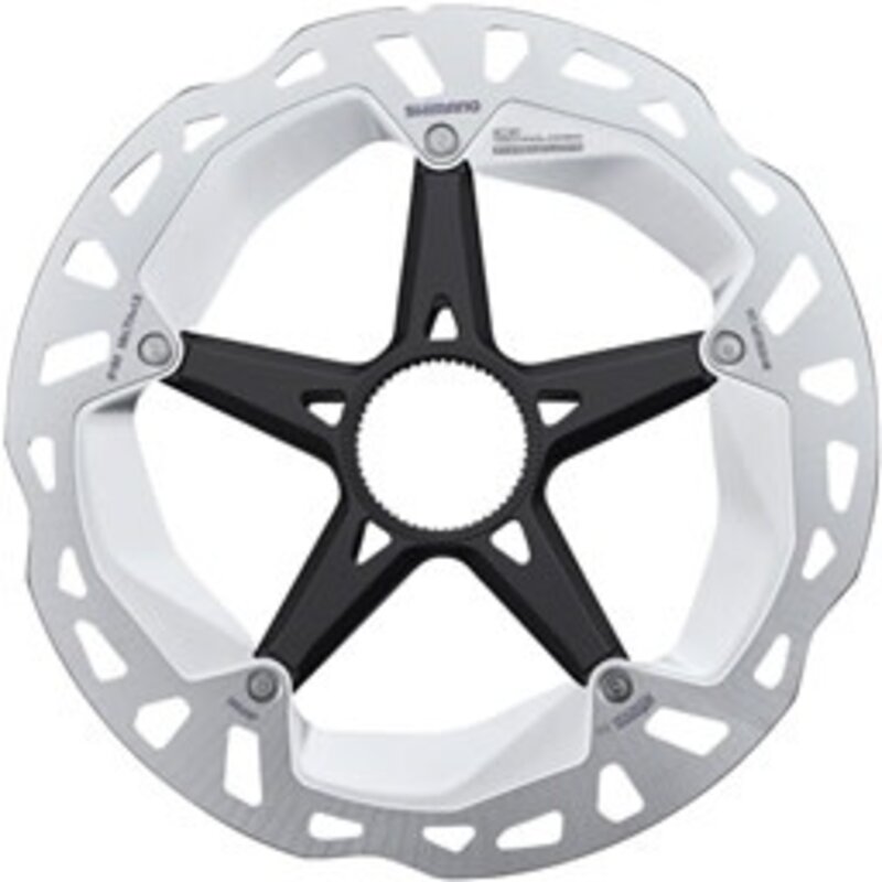 SHIMANO Shimano, Deore XT RT-MT800-M Disc Brake Rotor with External Lockring, 180mm, Center Lock, Silver/Black