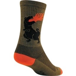 SockGuy SockGuy, Dinosaur Wool Socks, 6 inch, Green, Small/Medium