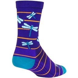 SockGuy SockGuy Dragonflies Crew Socks - 6 inch, Purple/Blue/Orange, Small/Medium