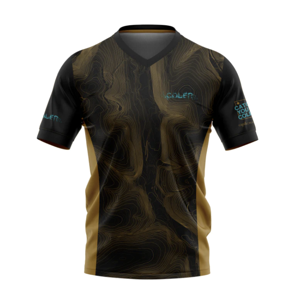 Flo Bikewear Flo Bikewear, Coler Topo Jersey, Black & Gold, Short Sleeve