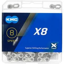 KMC X8 Chain (8sp), Nickel Plated/Dark Silver