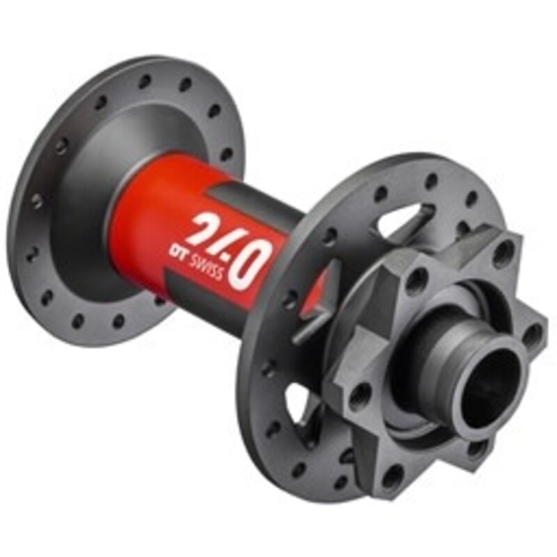 DT Swiss DT Swiss, 240 Front Hub, 15 x 110mm, 6-Bolt, Black/Red, 32H