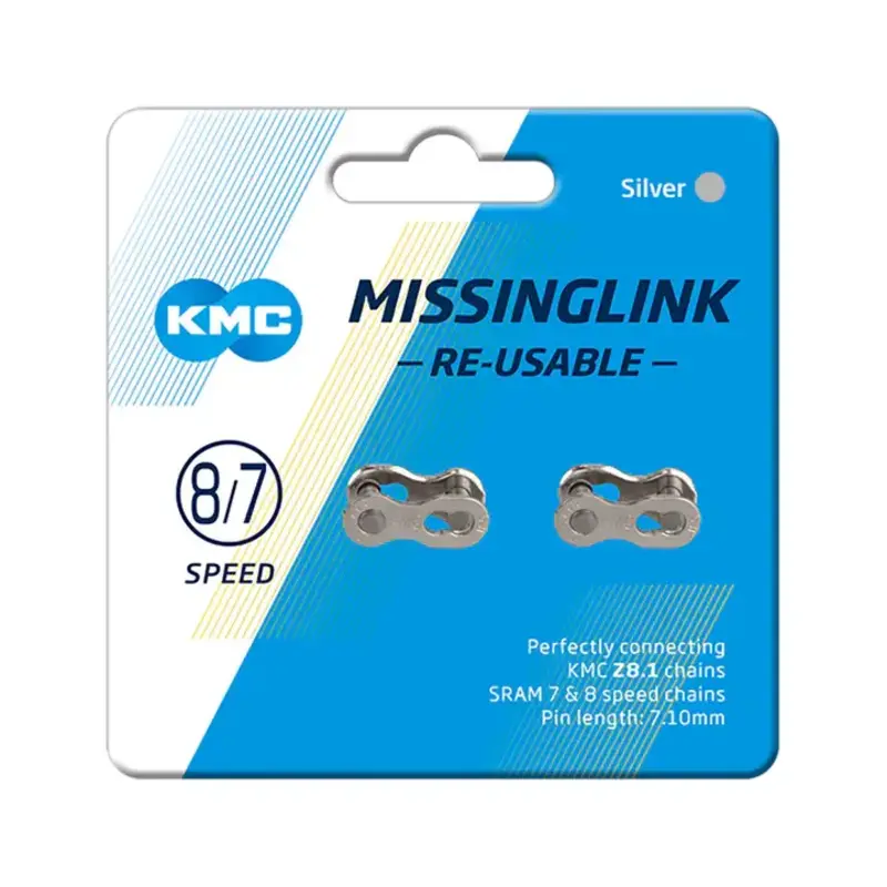 KMC KMC, MissingLink, CL573R, 7.3mm Connector, 6,7,8-Speed, Reusable, Silver, 2 Pairs/Card