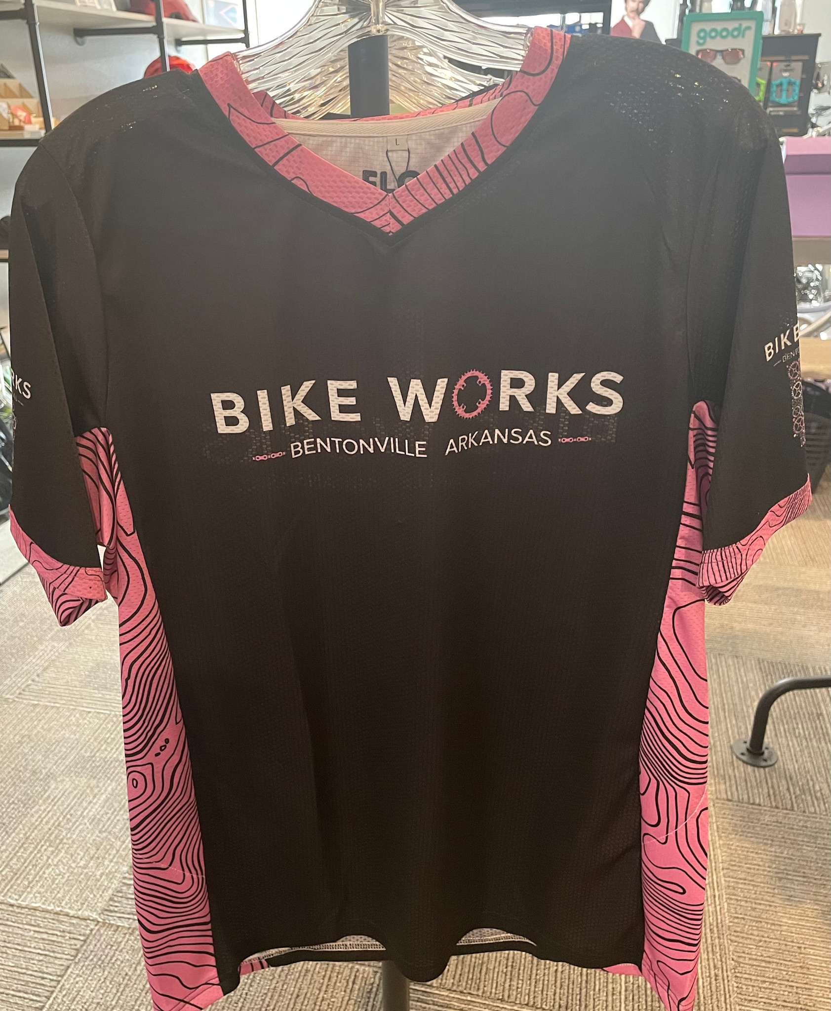 Flo Bikewear Bike Works, Logo MTB Jersey, Pink/Black, Topo, Short Sleeve