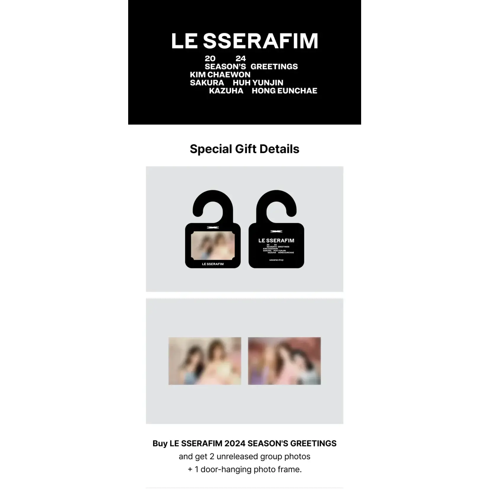 Le Sserafim [Weverse] LE SSERAFIM - LE SSERAFIM 2024 SEASON'S GREETINGS + Weverse Gift (WS)