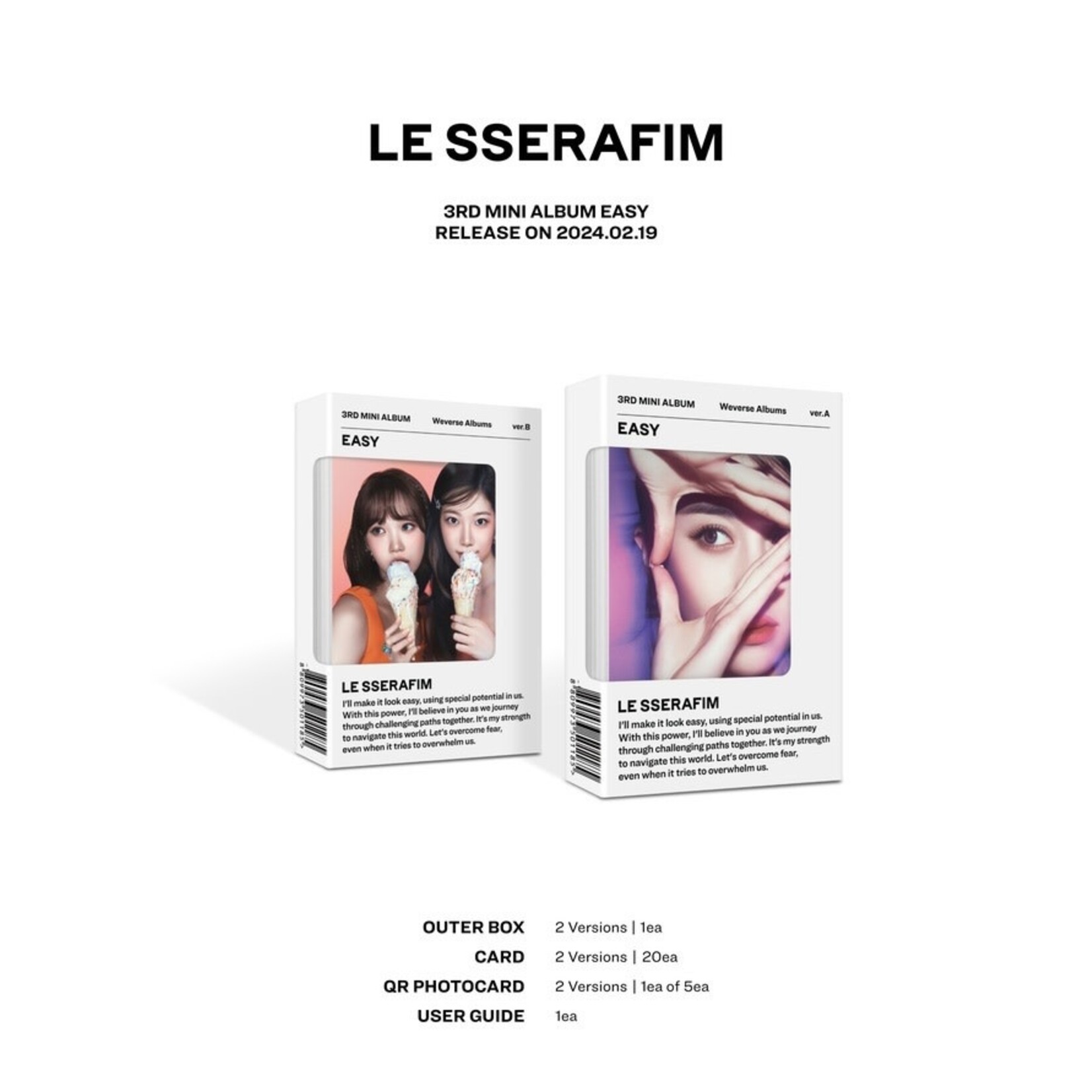 Le Sserafim [Summer Sale] LE SSERAFIM - 3rd Mini Album 'EASY' (Weverse Albums ver.) + Weverse Gift (WS)