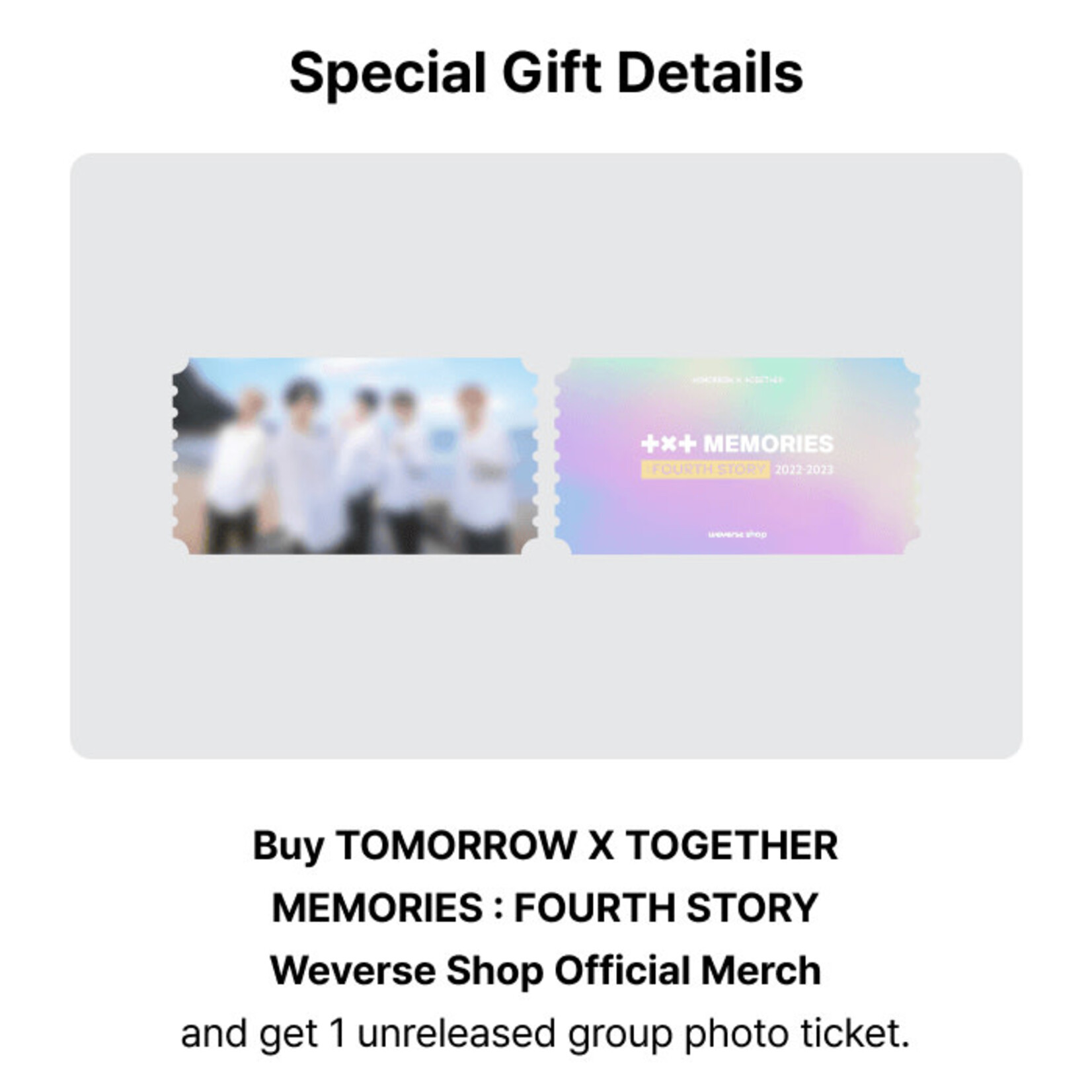TXT TOMORROW X TOGETHER (TXT) - MEMORIES : FOURTH STORY + Weverse Gift (WS)