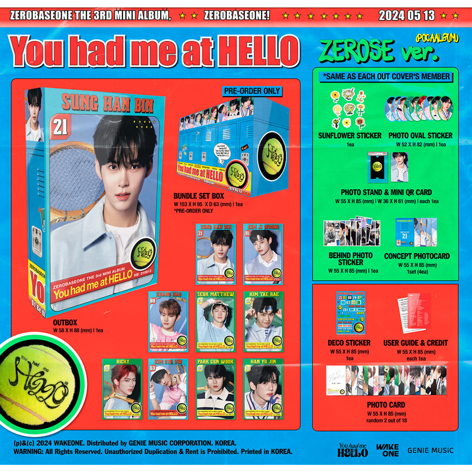 ZeroBaseOne [MAKESTAR] ZEROBASEONE - You had me at HELLO (ZEROSE ver.) [POCAALBUM] + random MAKESTAR photocard