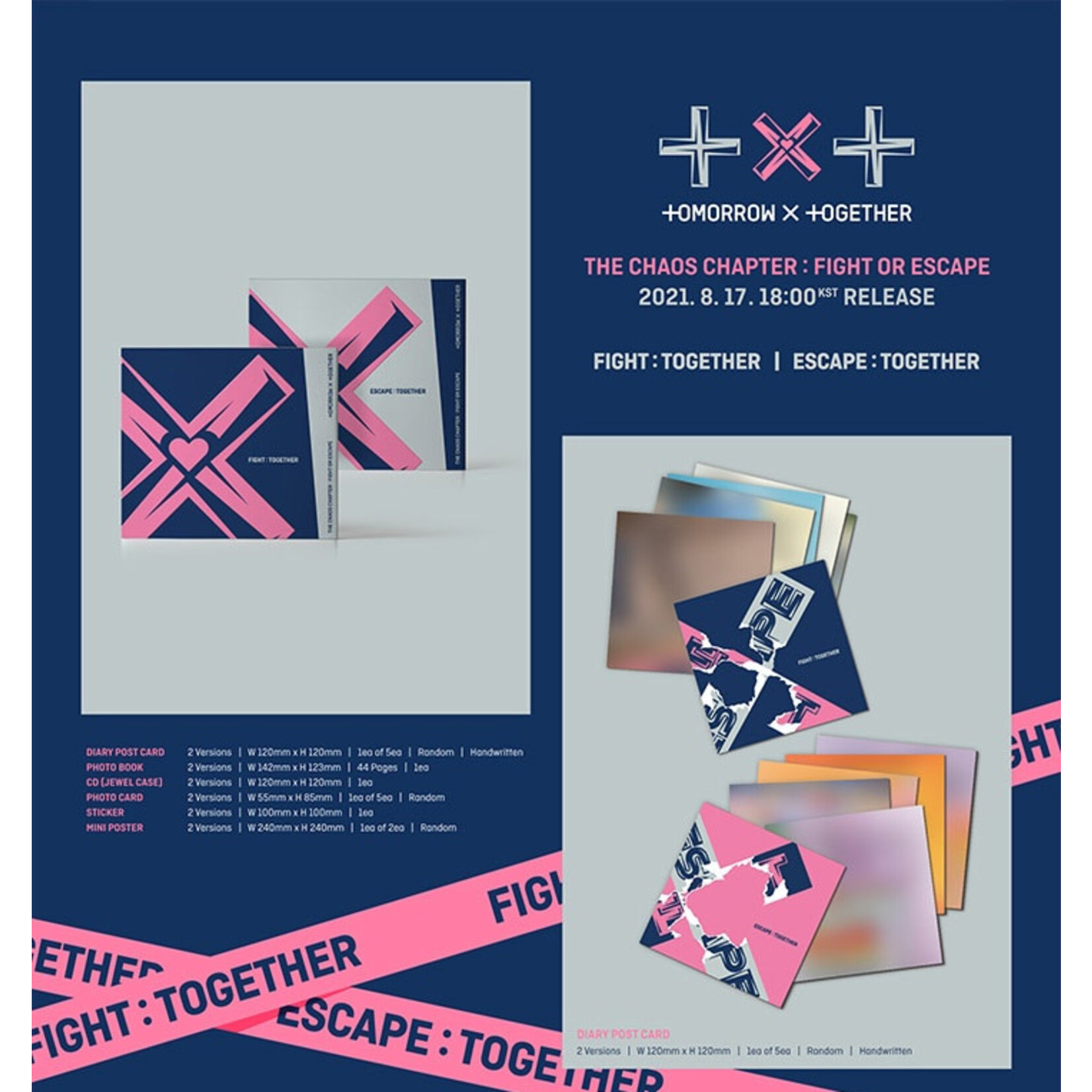 TXT TXT(TOMORROW X TOGETHER) - Album [FIGHT OR ESCAPE] (TOGETHER Ver.)] Jewel Case Ver.