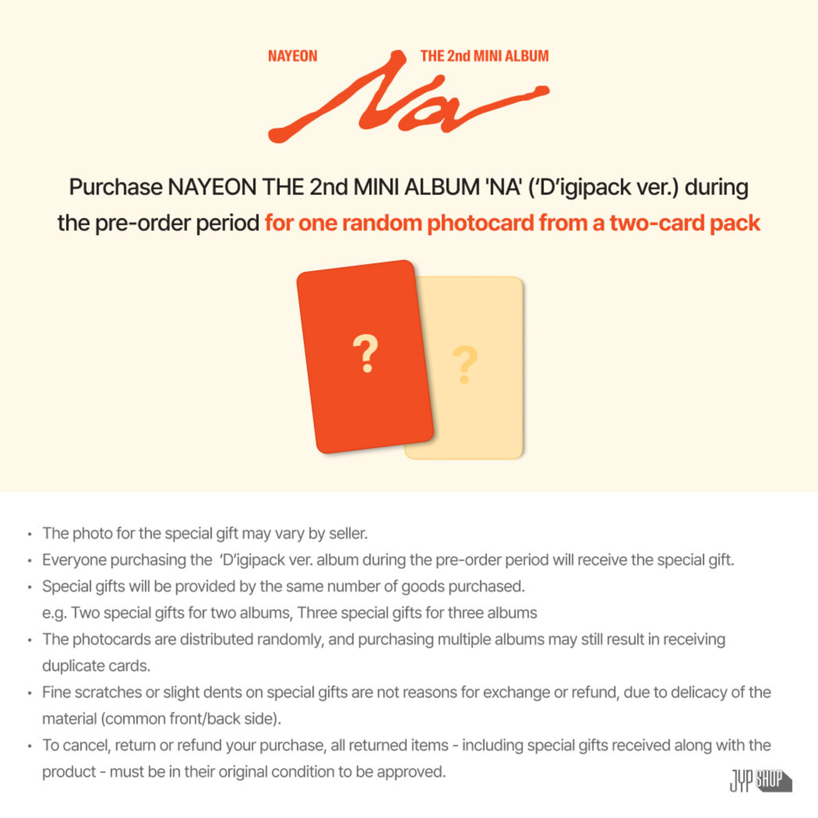 Twice NAYEON (TWICE) - 2ND MINI ALBUM [NA] (Digipack Ver.) + Random Photocard (JYP SHOP)