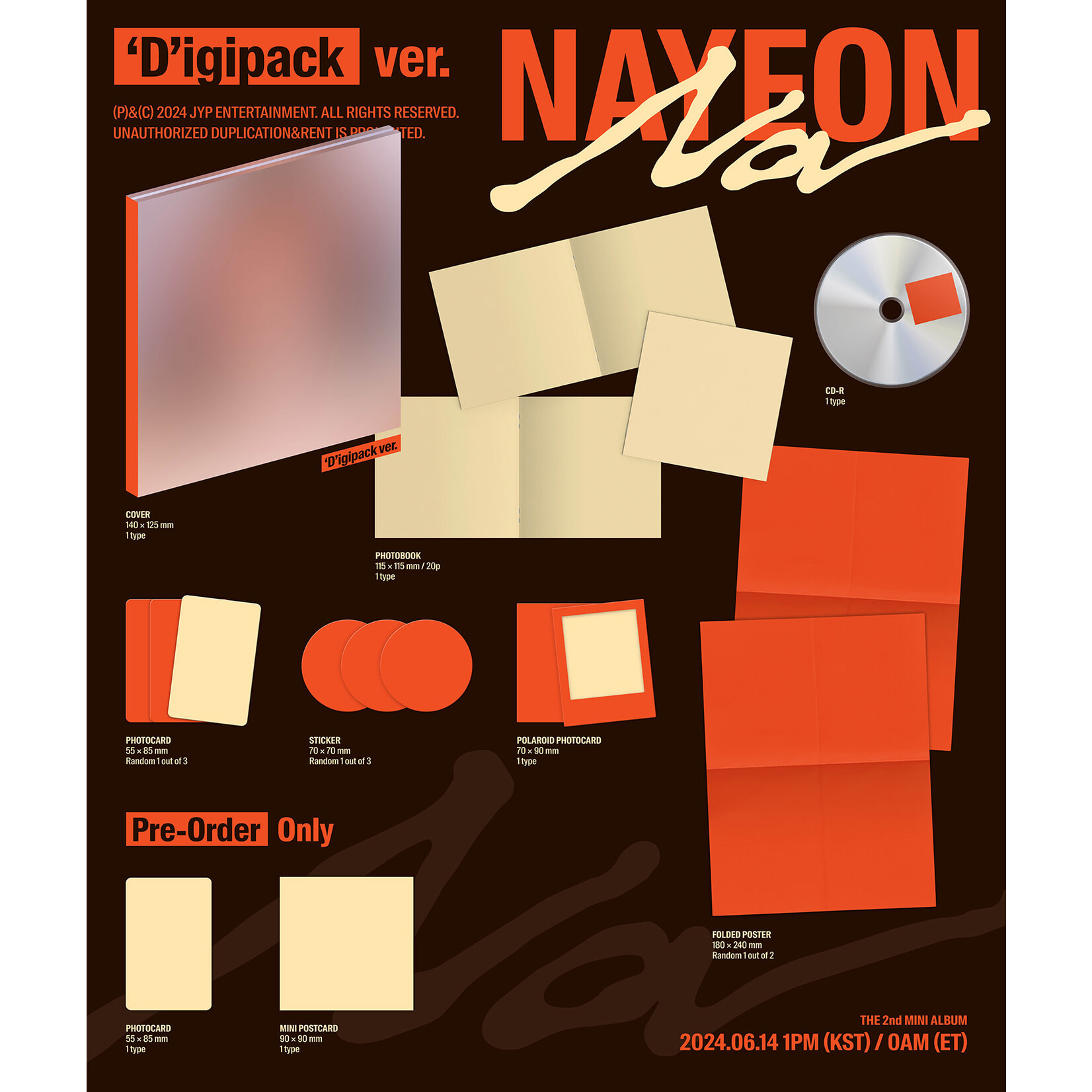 Twice NAYEON (TWICE) - 2ND MINI ALBUM [NA] (Digipack Ver.) + Random Photocard (JYP SHOP)