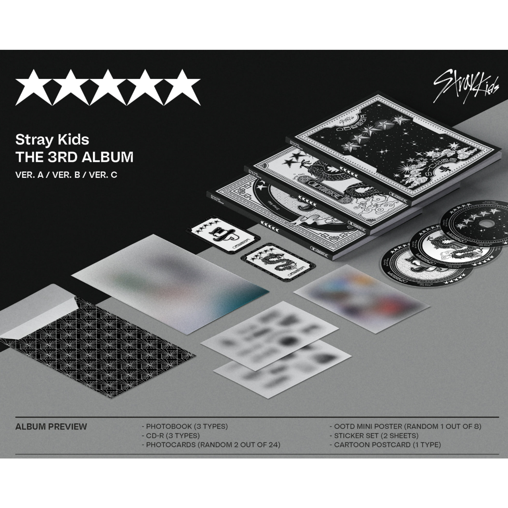 Stray Kids Stray Kids - 3rd Album [★★★★★ (5-STAR)] (Photobook ver.) + Random Photocard(SW)