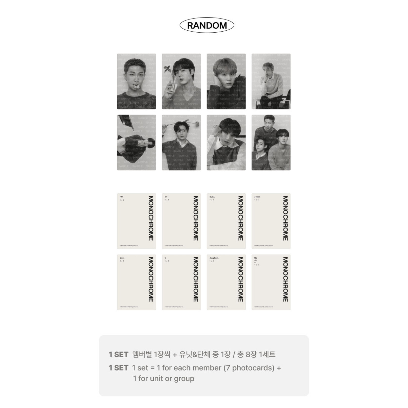 BTS BTS - MONOCHROME Mini Photo Card