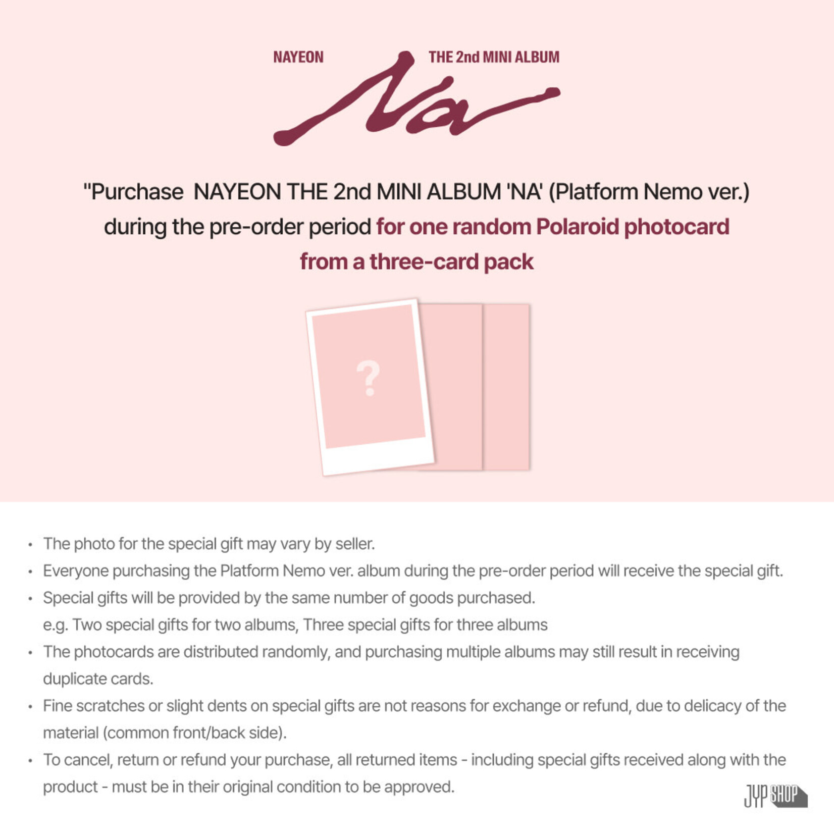 Twice NAYEON - The 2nd Mini Album [NA] (Platform_Nemo ver.) + Random Polaroid Photocard (JYP SHOP)