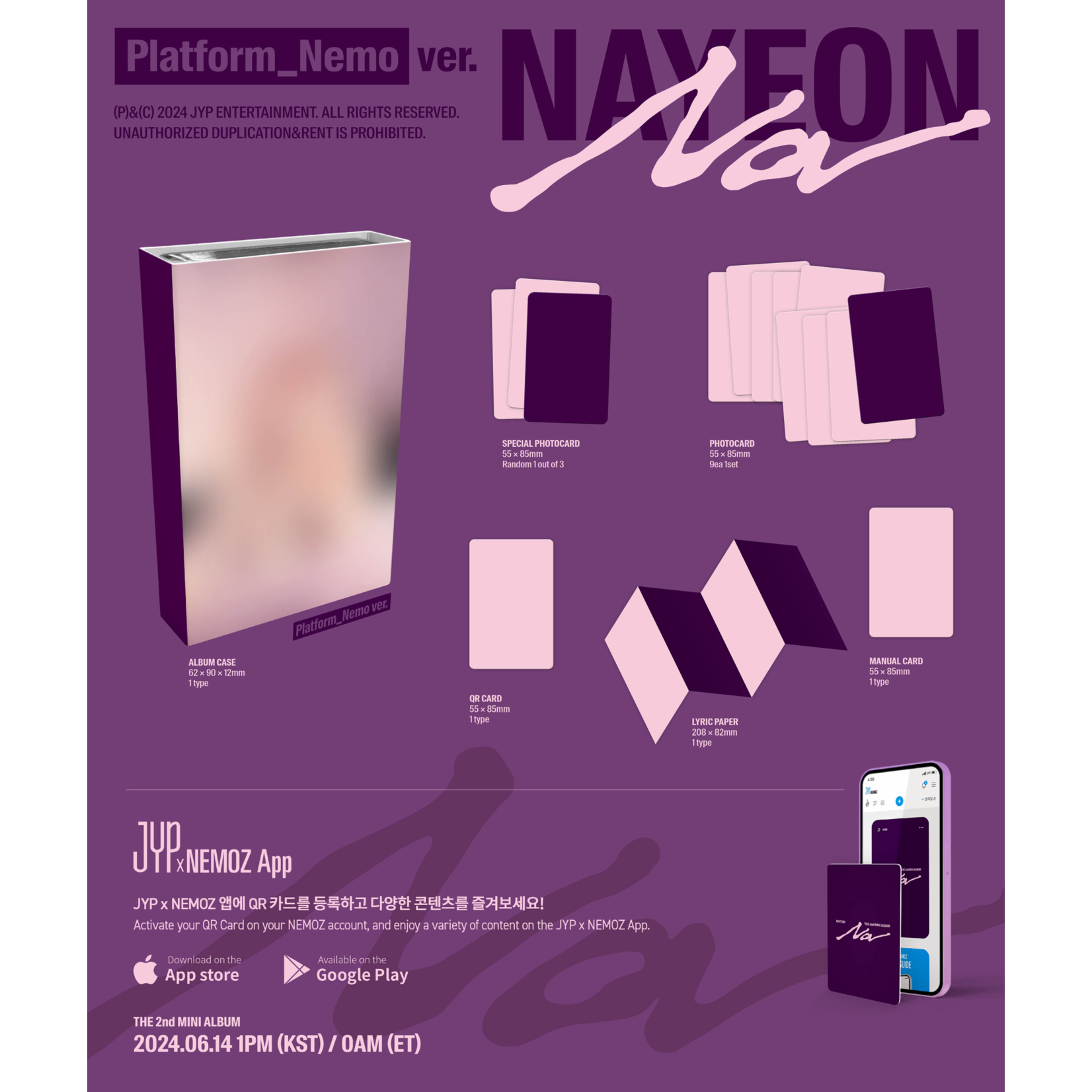 Twice NAYEON - The 2nd Mini Album [NA] (Platform_Nemo ver.) + Random Polaroid Photocard (JYP SHOP)