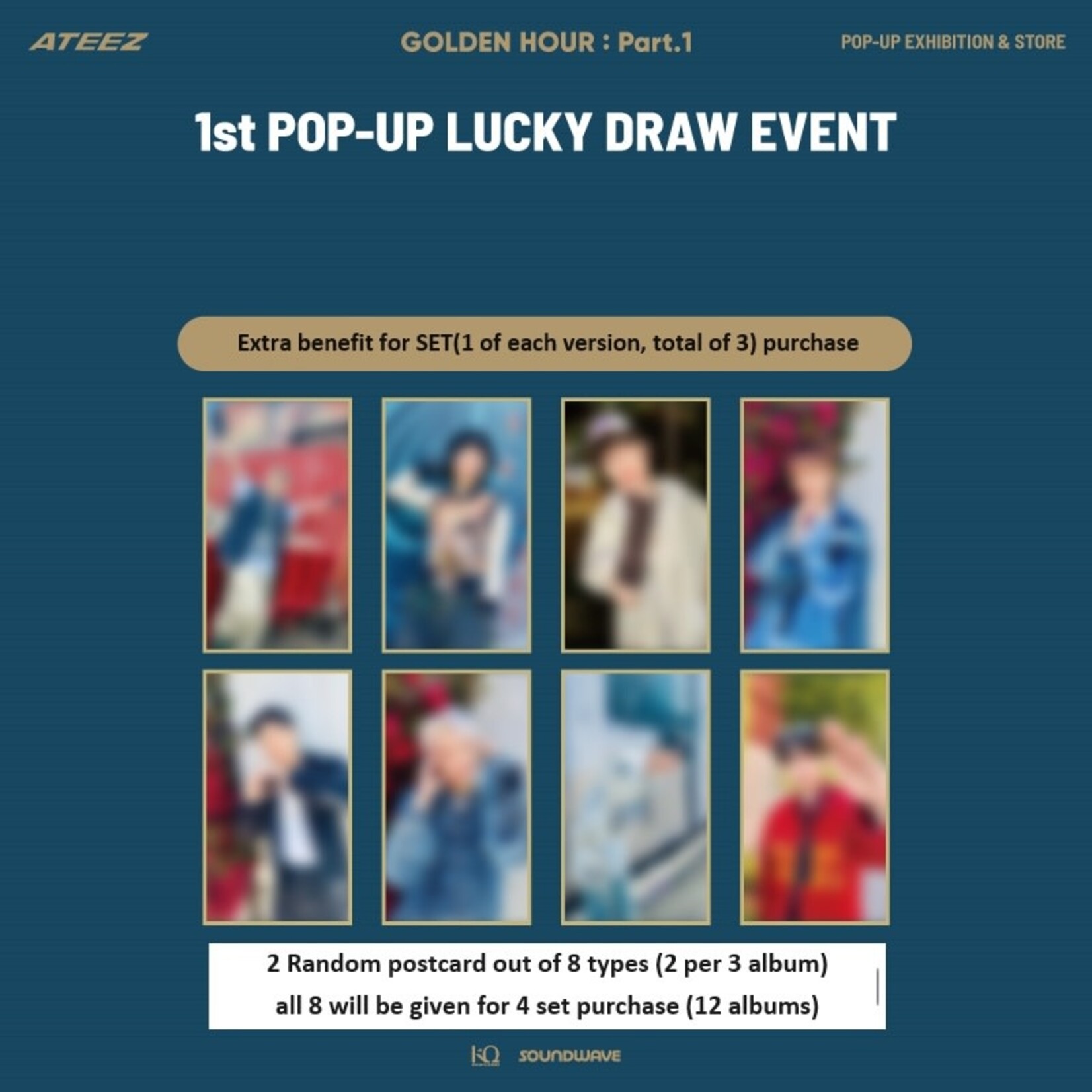 ATEEZ [POP UP LUCKY DRAW] ATEEZ - 10th Mini Album [GOLDEN HOUR : Part.1] + Random Photocard (SW)