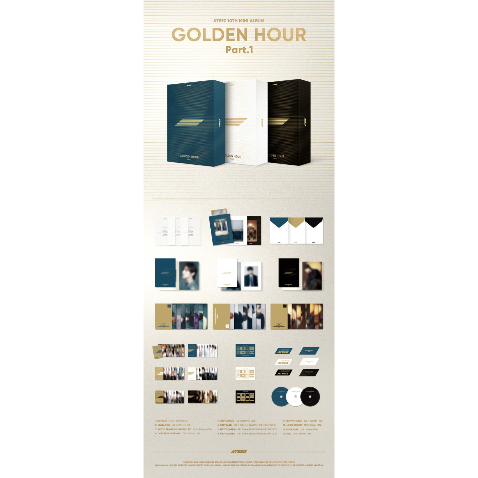 ATEEZ [POP UP LUCKY DRAW] ATEEZ - 10th Mini Album [GOLDEN HOUR : Part.1] + Random Photocard (SW)