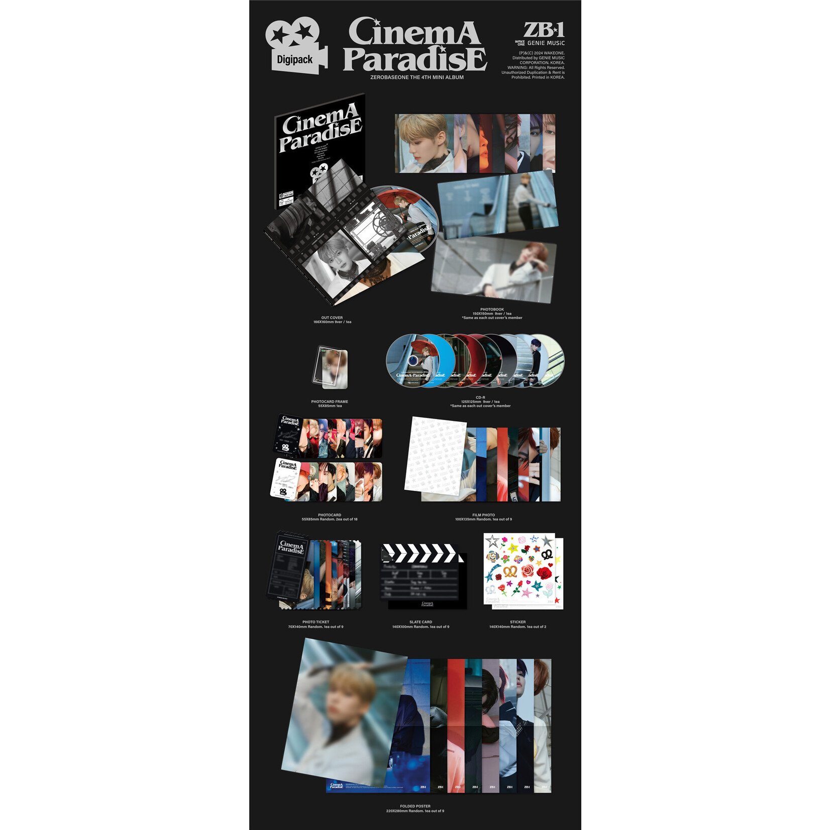 ZeroBaseOne ZEROBASEONE - 4th Mini Album [CINEMA PARADISE] (DIGIPACK ver.) +Random Photocard (BDM)