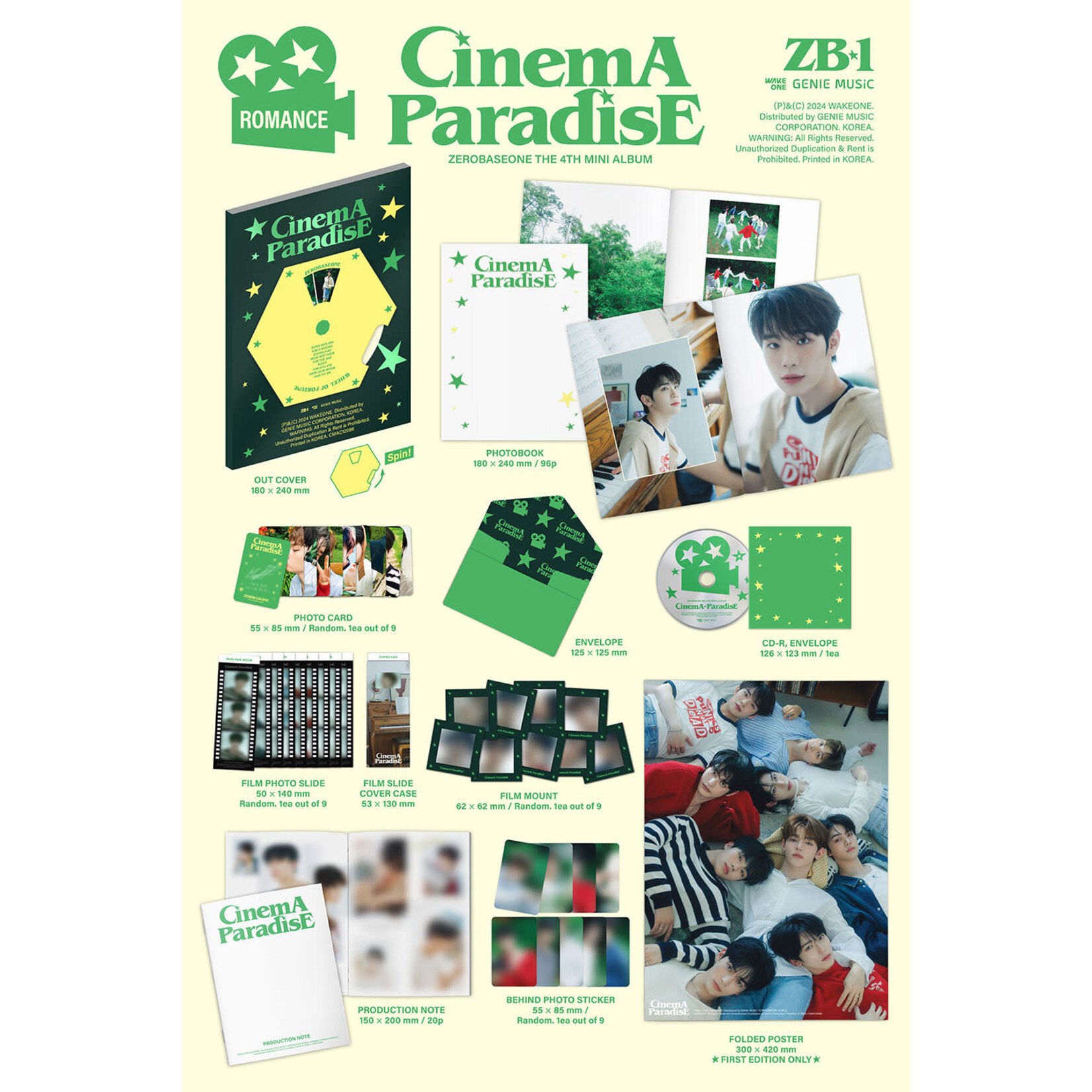 ZeroBaseOne ZEROBASEONE - 4th Mini Album [CINEMA PARADISE] (Photobook ver.) + Random Photocard (APPLE MUSIC)