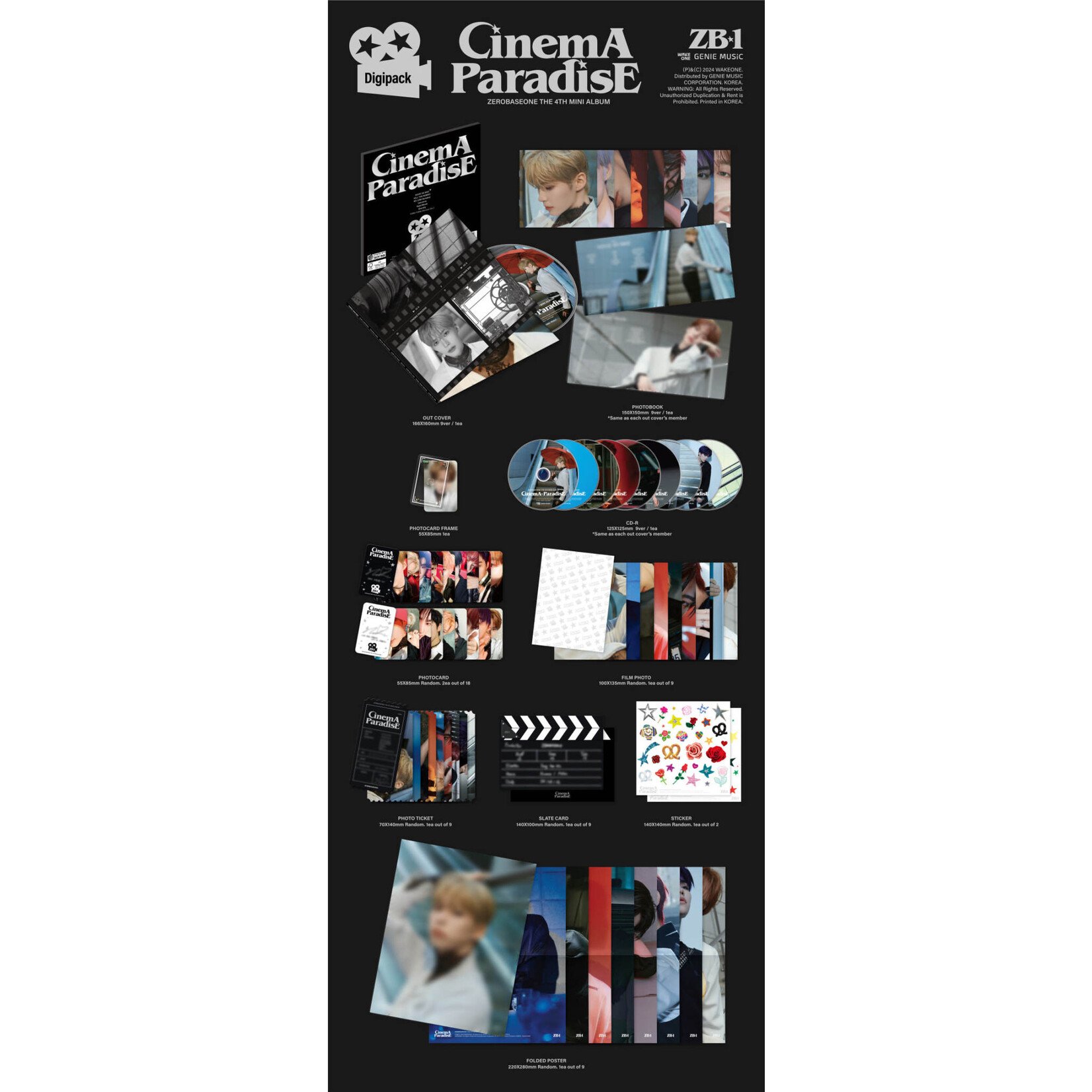 ZeroBaseOne [LUCKY DRAW] ZEROBASEONE - 4th Mini Album [CINEMA PARADISE] (DIGIPACK ver.) + Random Photocard (SW)