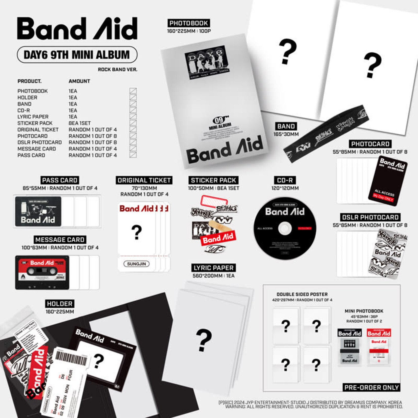 DAY6 [LUCKY DRAW] DAY6 - 9TH MINI ALBUM [Band Aid] (Photobook Ver.) + Random Photocard (BDM)