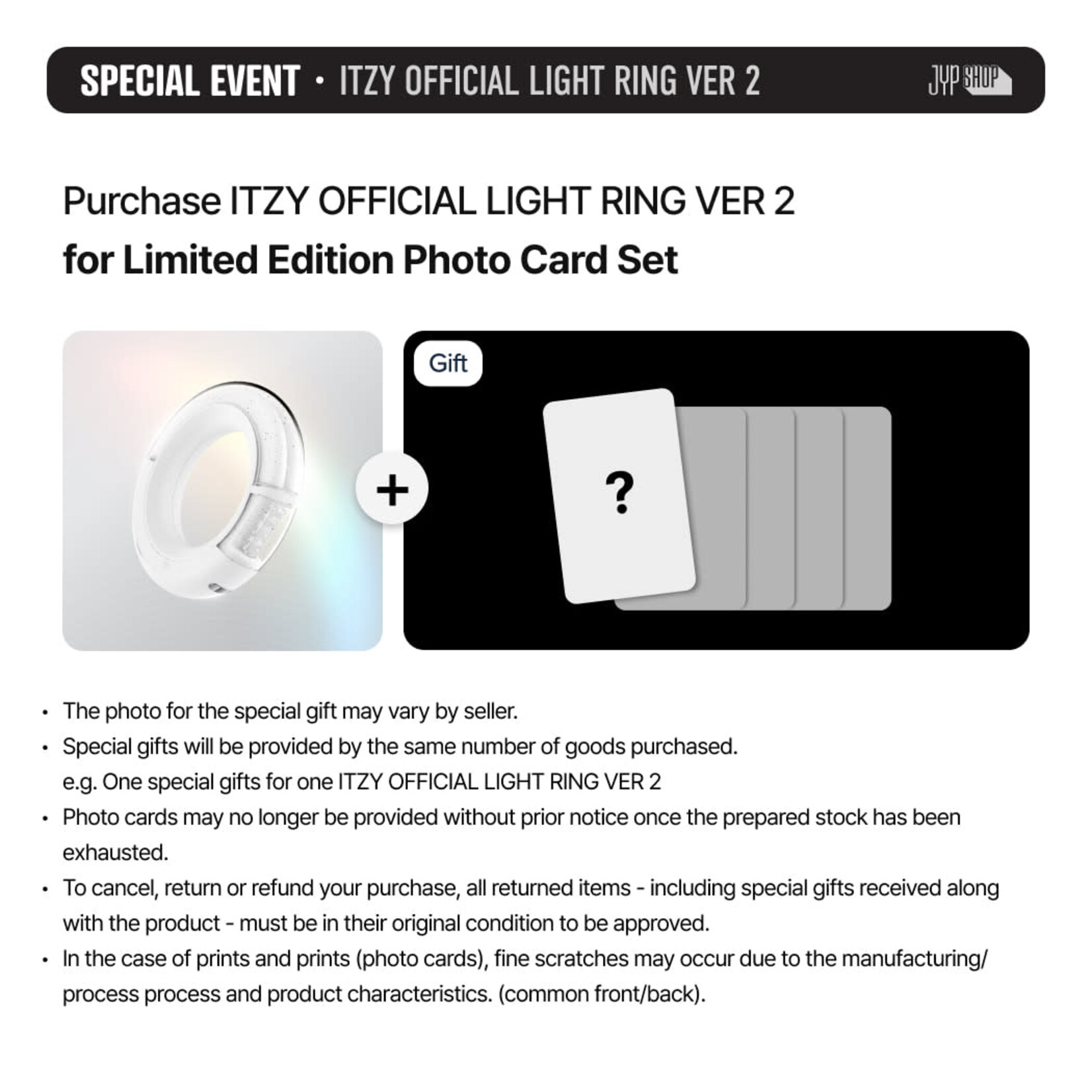 Itzy ITZY - OFFICIAL LIGHT RING VER 2 + Photocard SET (JYP SHOP)