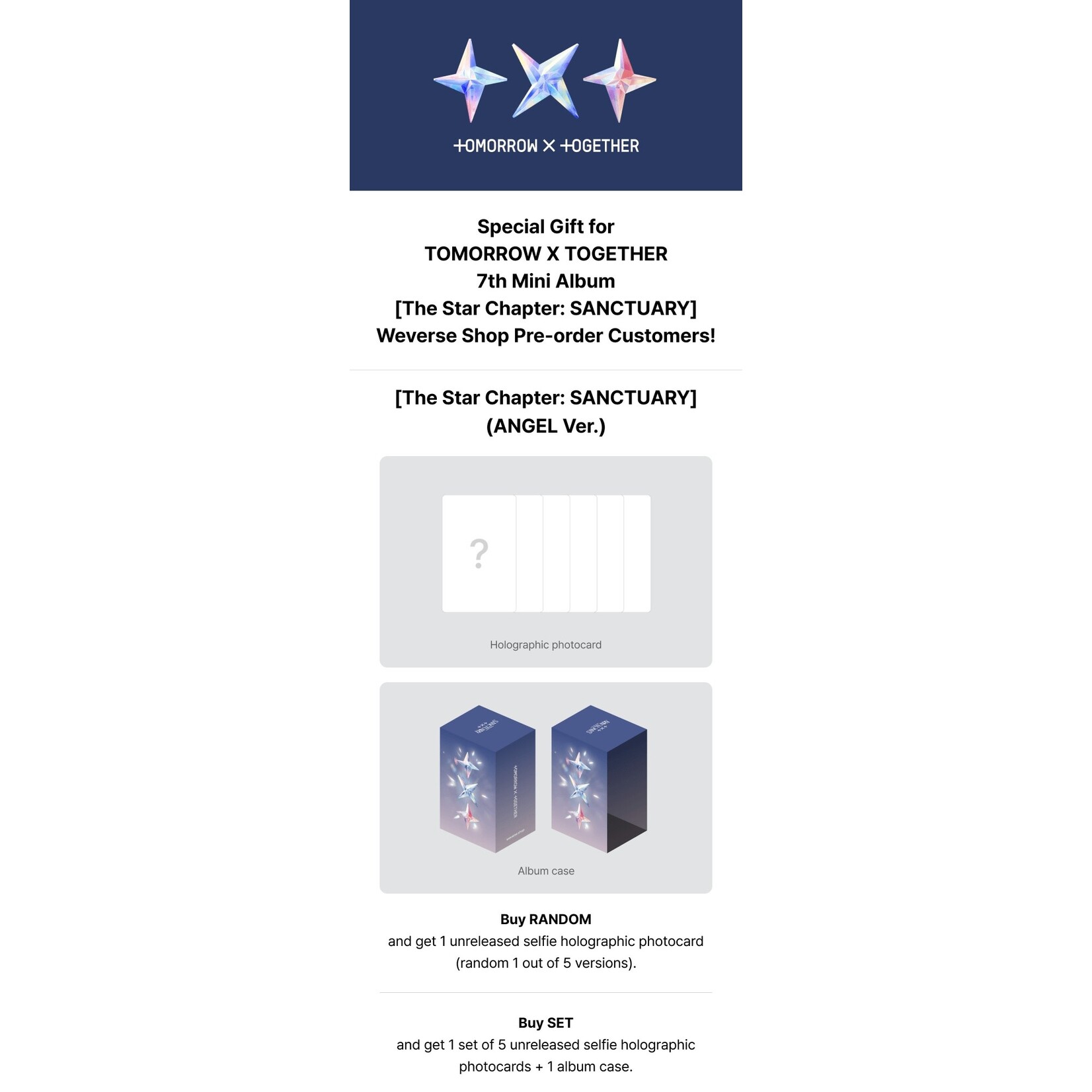 TXT TOMORROW X TOGETHER (TXT) - The Star Chapter: SANCTUARY (ANGEL Ver.) + Weverse Gift (WS)