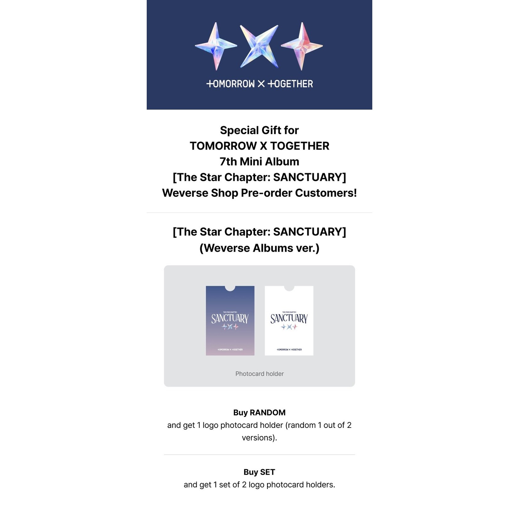 TXT TOMORROW X TOGETHER (TXT) - The Star Chapter: SANCTUARY(Weverse Albums ver.) + Weverse Gift (WS)