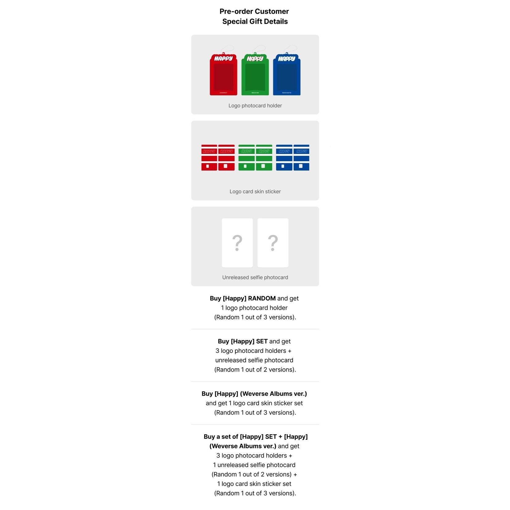 BTS JIN - Happy (Set) + Happy (Weverse Albums ver.) Set + EARLY-BIRD Weverse Gift (WS)