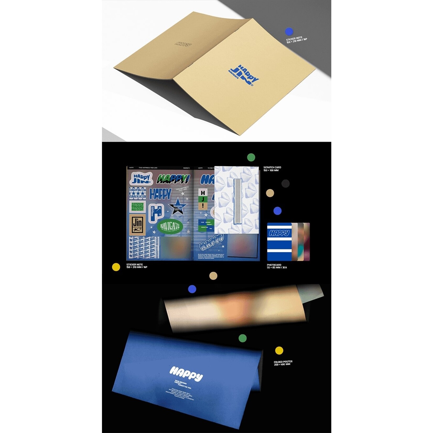 BTS JIN - Happy (Set) + Happy (Weverse Albums ver.) Set + EARLY-BIRD Weverse Gift (WS)