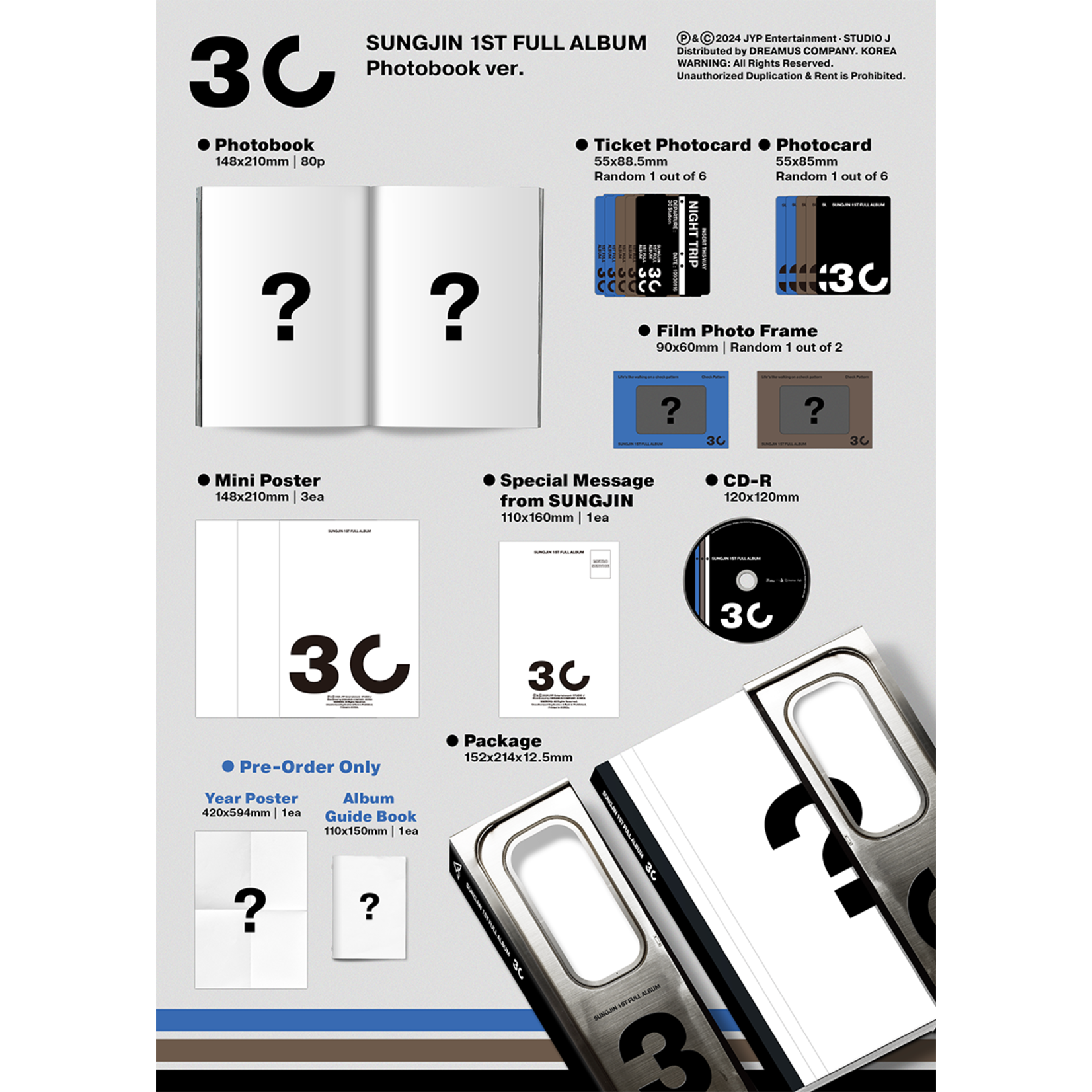 DAY6 SUNGJIN (DAY6) - 1ST FULL ALBUM [30] (Photobook ver.) + Random Photocard (SW)