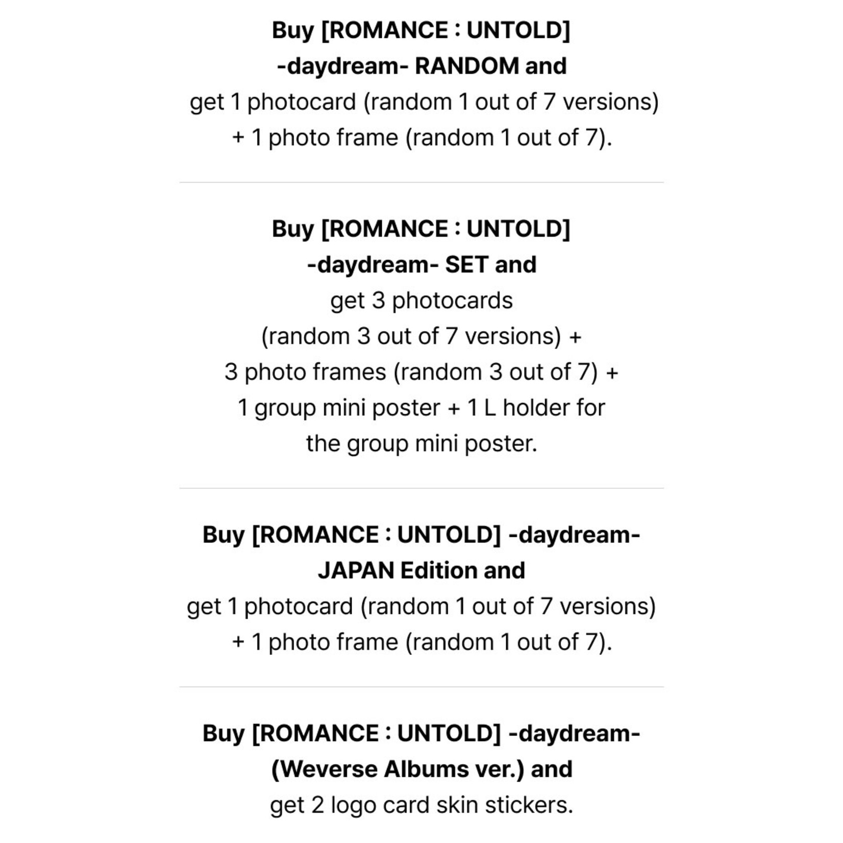 Enhypen ENHYPEN - ROMANCE : UNTOLD [daydream] (Weverse Albums ver.) + Weverse Gift (WS)