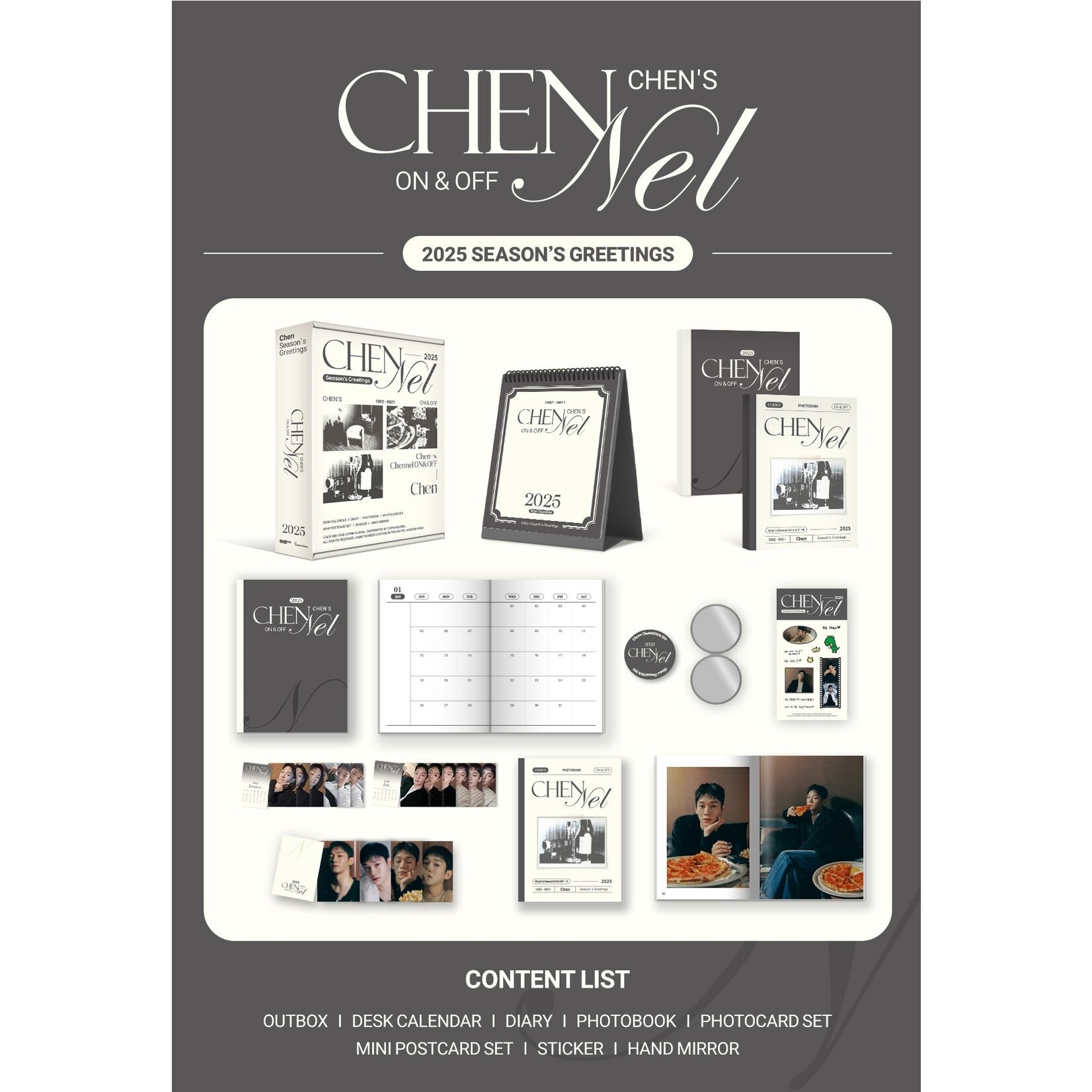EXO CHEN - 2025 SEASON’S GREETINGS [Chen’s Chennel ON & OFF] + Random Polaroid Photocard (WM)