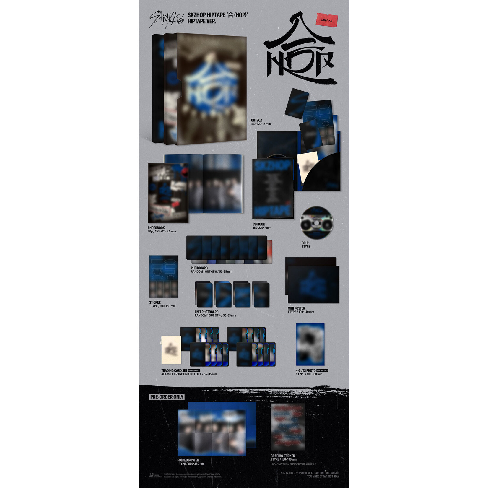 Stray Kids Stray Kids - SKZHOP HIPTAPE ‘合 (HOP)’ (HIPTAPE  VER.) + Random Photocard (APPLE MUSIC)
