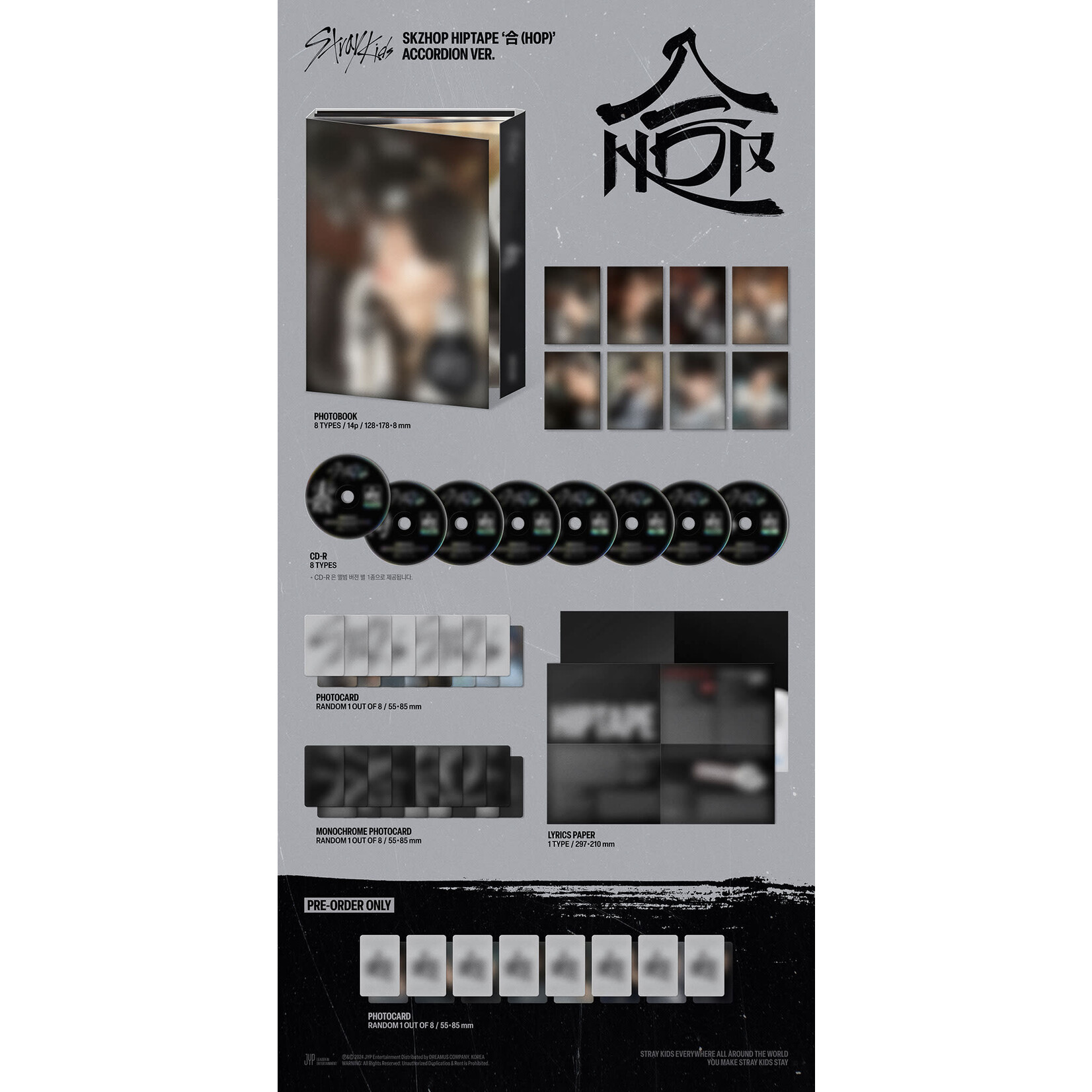 Stray Kids Stray Kids - SKZHOP HIPTAPE ‘合 (HOP)’ (ACCORDION VER.) + Random Photocard (APPLE MUSIC)