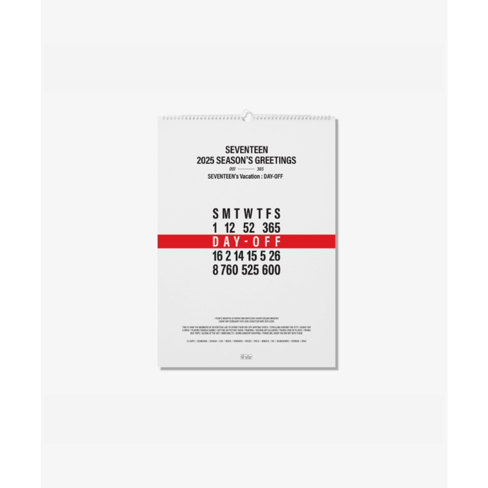 Seventeen SEVENTEEN - 2025 WALL CALENDAR