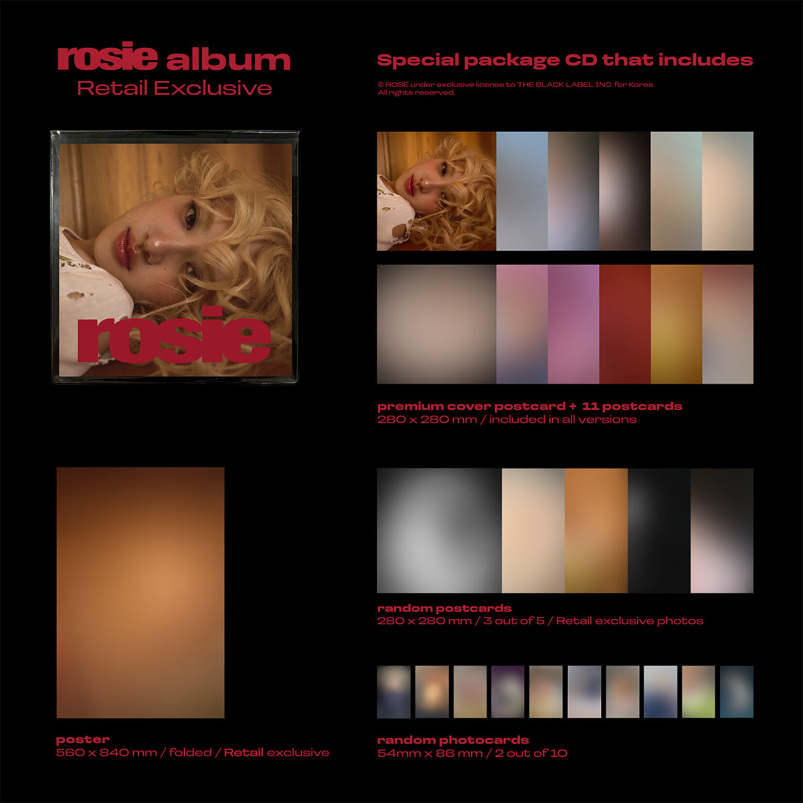 BlackPink ROSÉ - first studio album ‘rosie’ (Retail Exclusive) + A TYPE Photocard (YG)