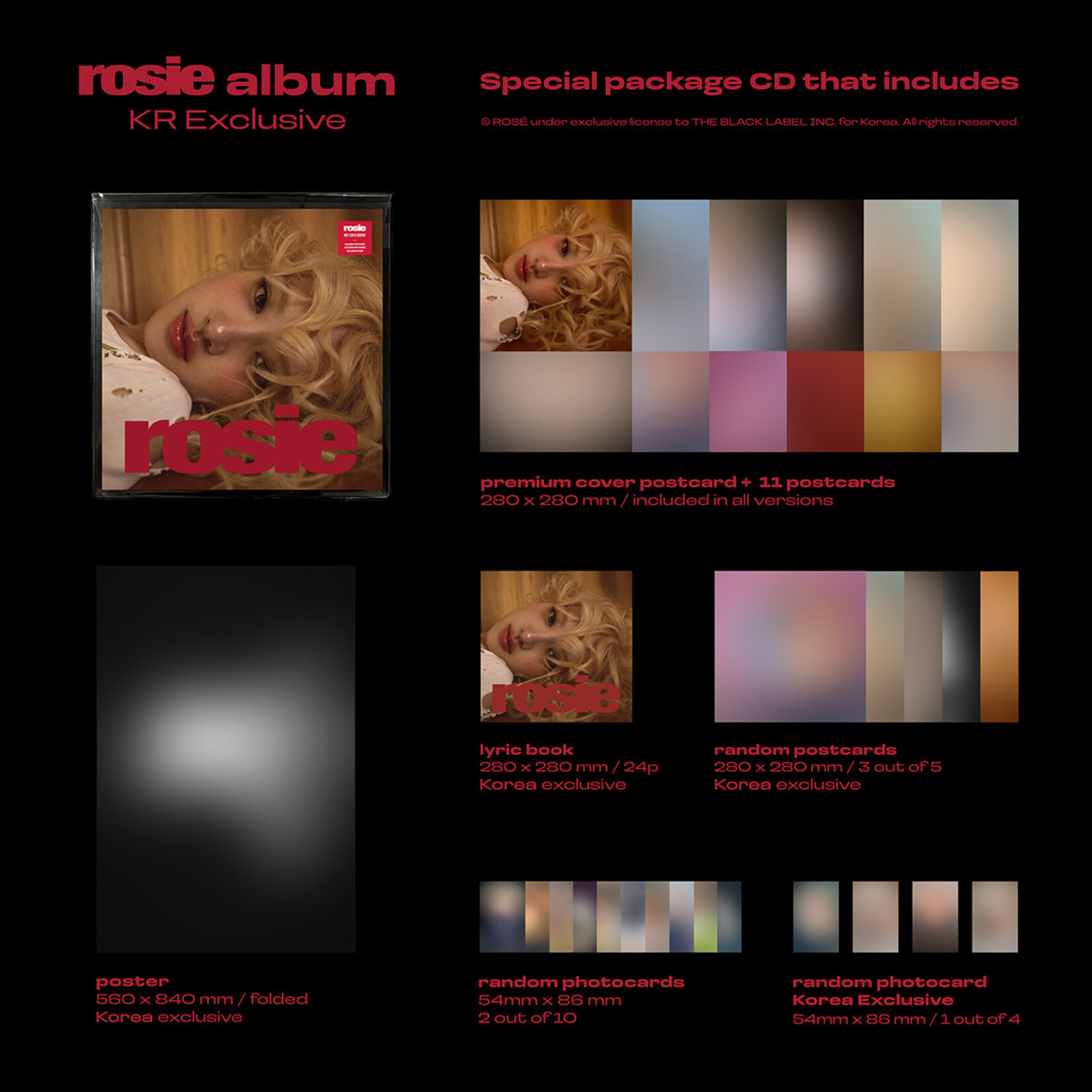 BlackPink ROSÉ - first studio album ‘rosie’ (KR Exclusive) + B TYPE Photocard (YG)