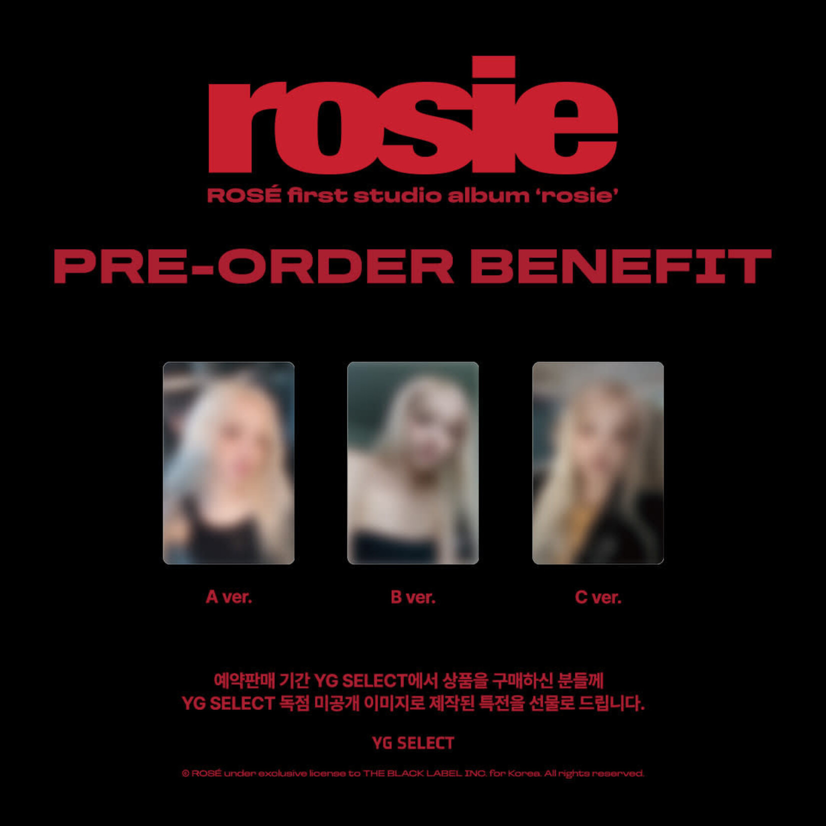 BlackPink ROSÉ - first studio album ‘rosie’ (JEWEL) + C TYPE Photocard (YG)