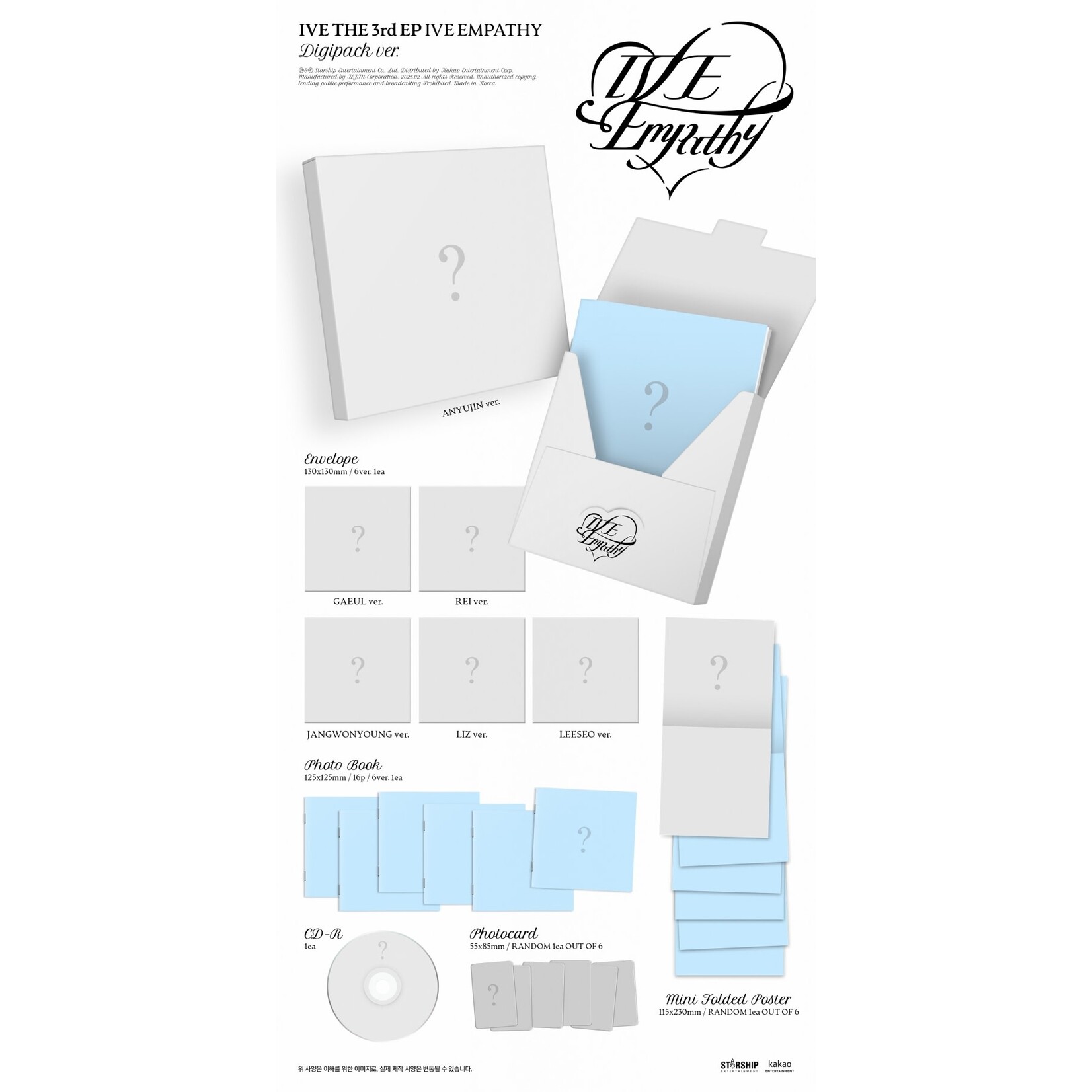 Ive IVE - THE 3rd EP IVE EMPATHY (3+6 VER SET / DIGIPACK SET) + 1 Random Photocards (STARSHIP SQUARE)