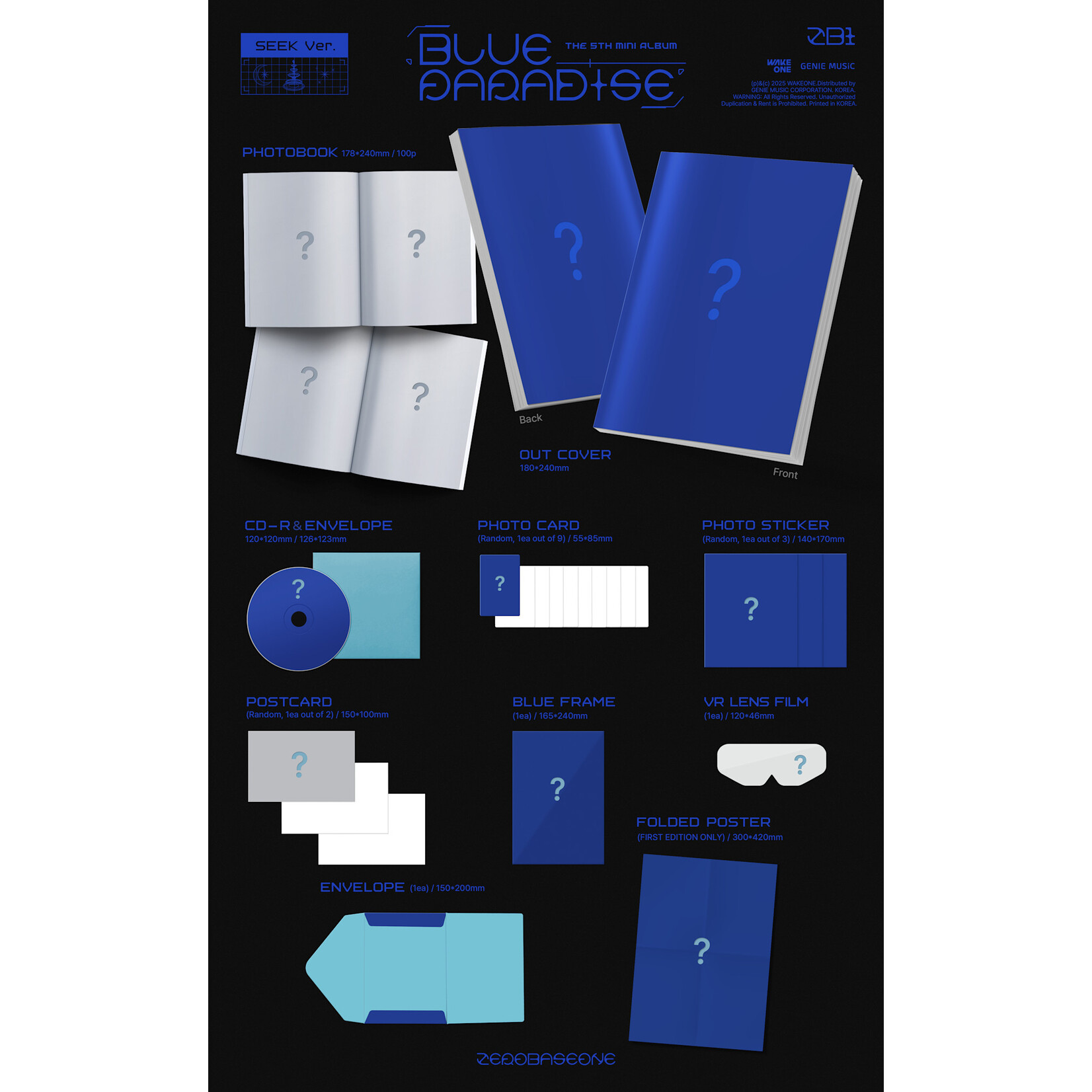 ZeroBaseOne ZEROBASEONE - The 5th Mini Album [BLUE PARADISE] (Photobook Ver.) + Random Photocard (SW)