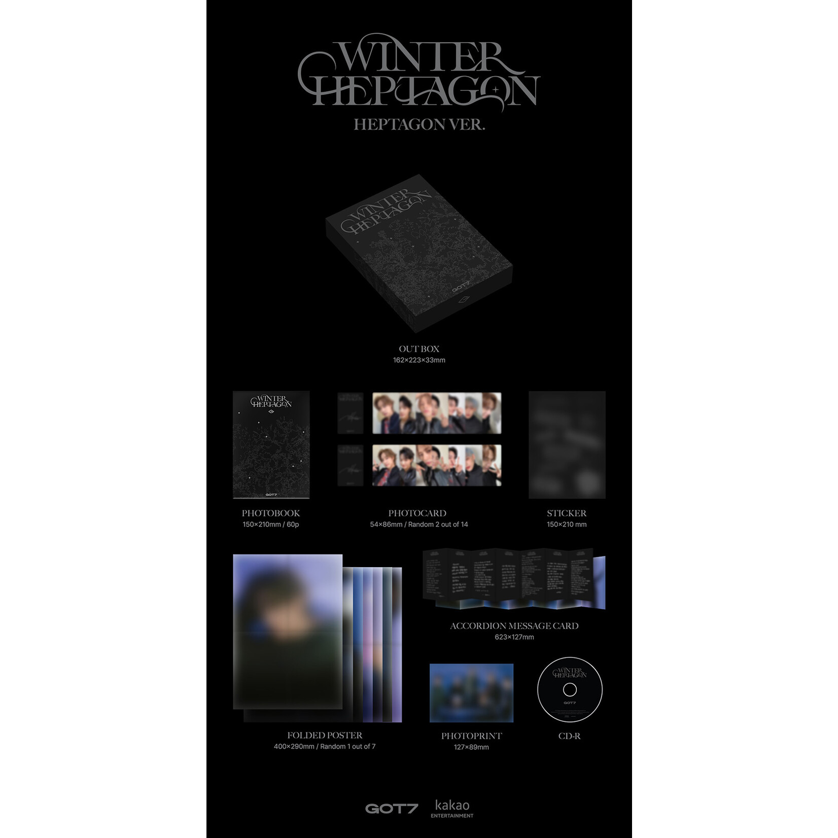 GOT7 GOT7 - 7th Mini Album [WINTER HEPTAGON] (Photobook  ver) + Random Photocard (APPLE MUSIC)