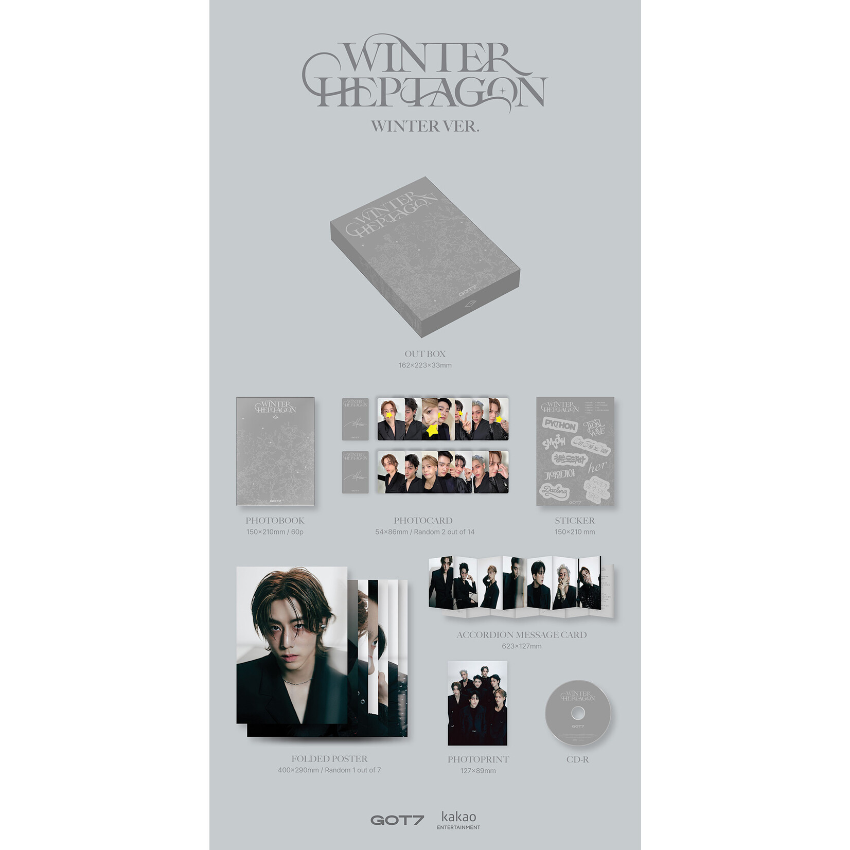 GOT7 GOT7 - 7th Mini Album [WINTER HEPTAGON] (Photobook  ver) + Random Photocard (APPLE MUSIC)