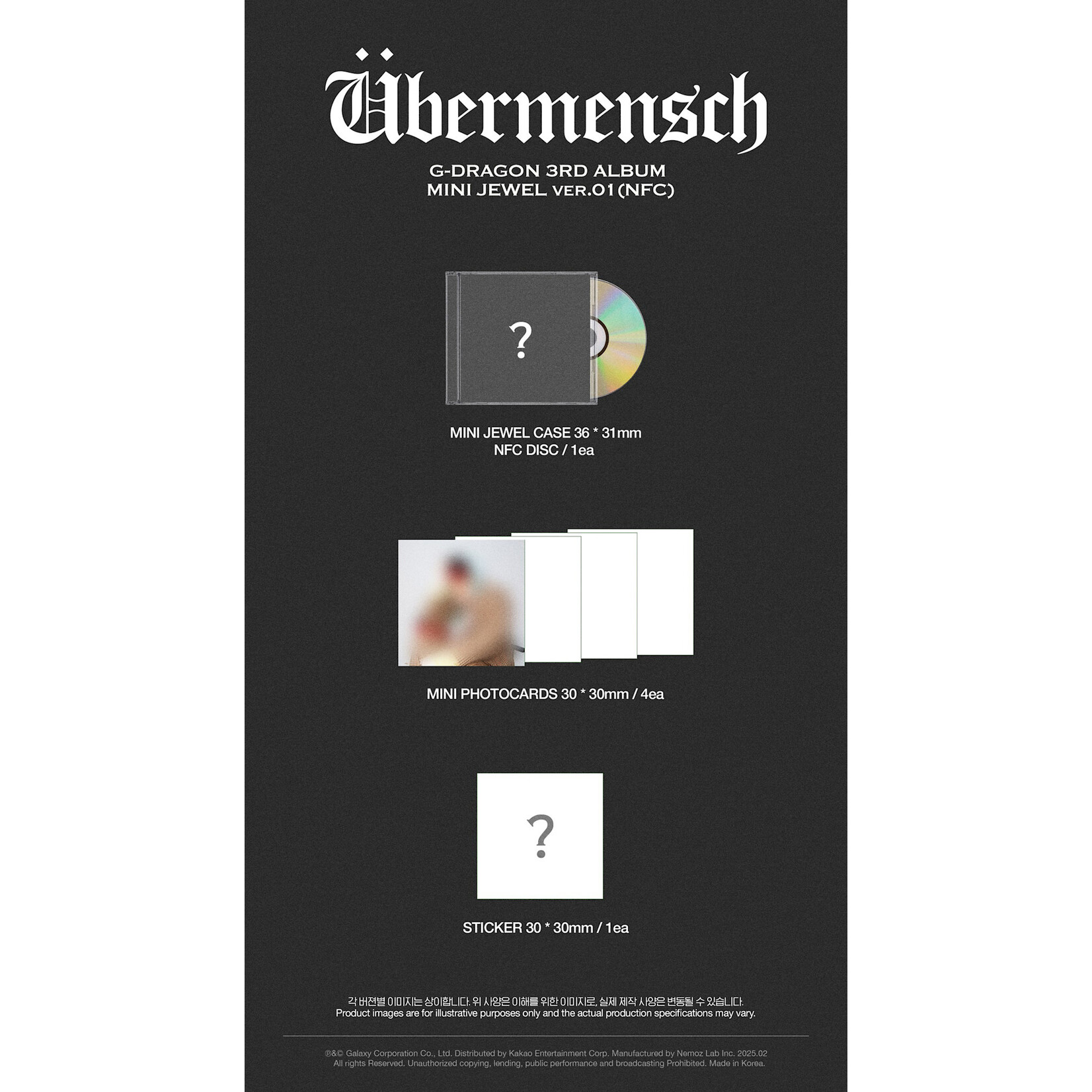 BIGBANG G-DRAGON - 3RD ALBUM [Übermensch] (MINI JEWEL ver.) (NFC) + Photocard (WM)