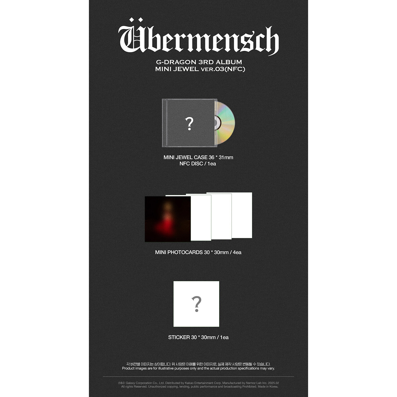 BIGBANG G-DRAGON - 3RD ALBUM [Übermensch] (MINI JEWEL ver.) (NFC) + Photocard (WM)