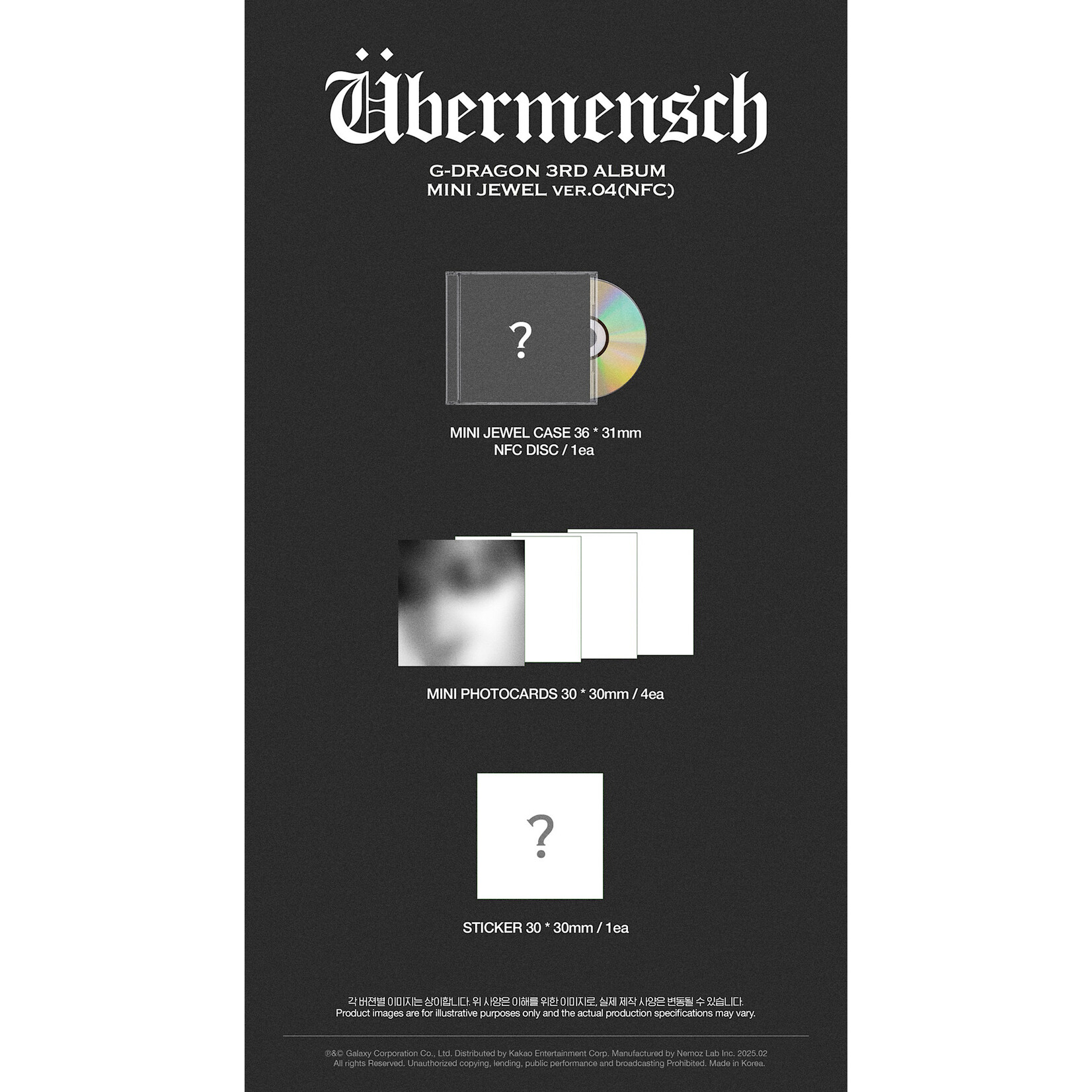 BIGBANG G-DRAGON - 3RD ALBUM [Übermensch] (MINI JEWEL ver.) (NFC) + Photocard (WM)