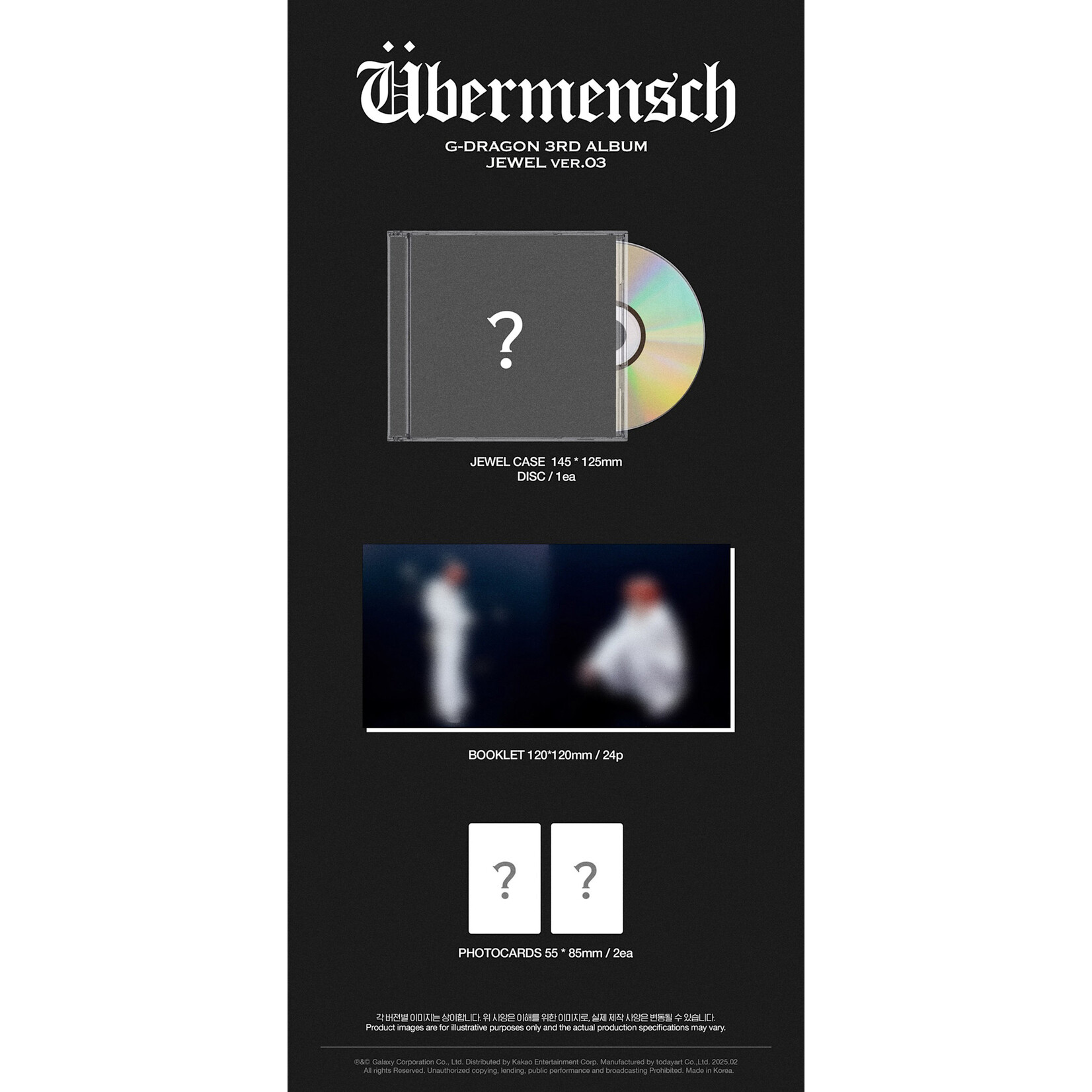 BIGBANG G-DRAGON - 3RD ALBUM [Übermensch] (JEWEL ver.) + Photocard (WM)