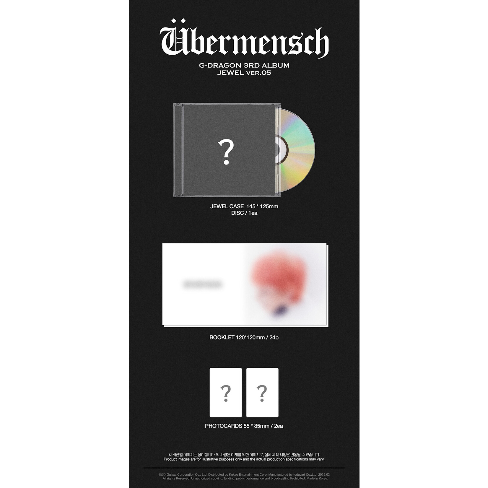 BIGBANG G-DRAGON - 3RD ALBUM [Übermensch] (JEWEL ver.) + Photocard (WM)